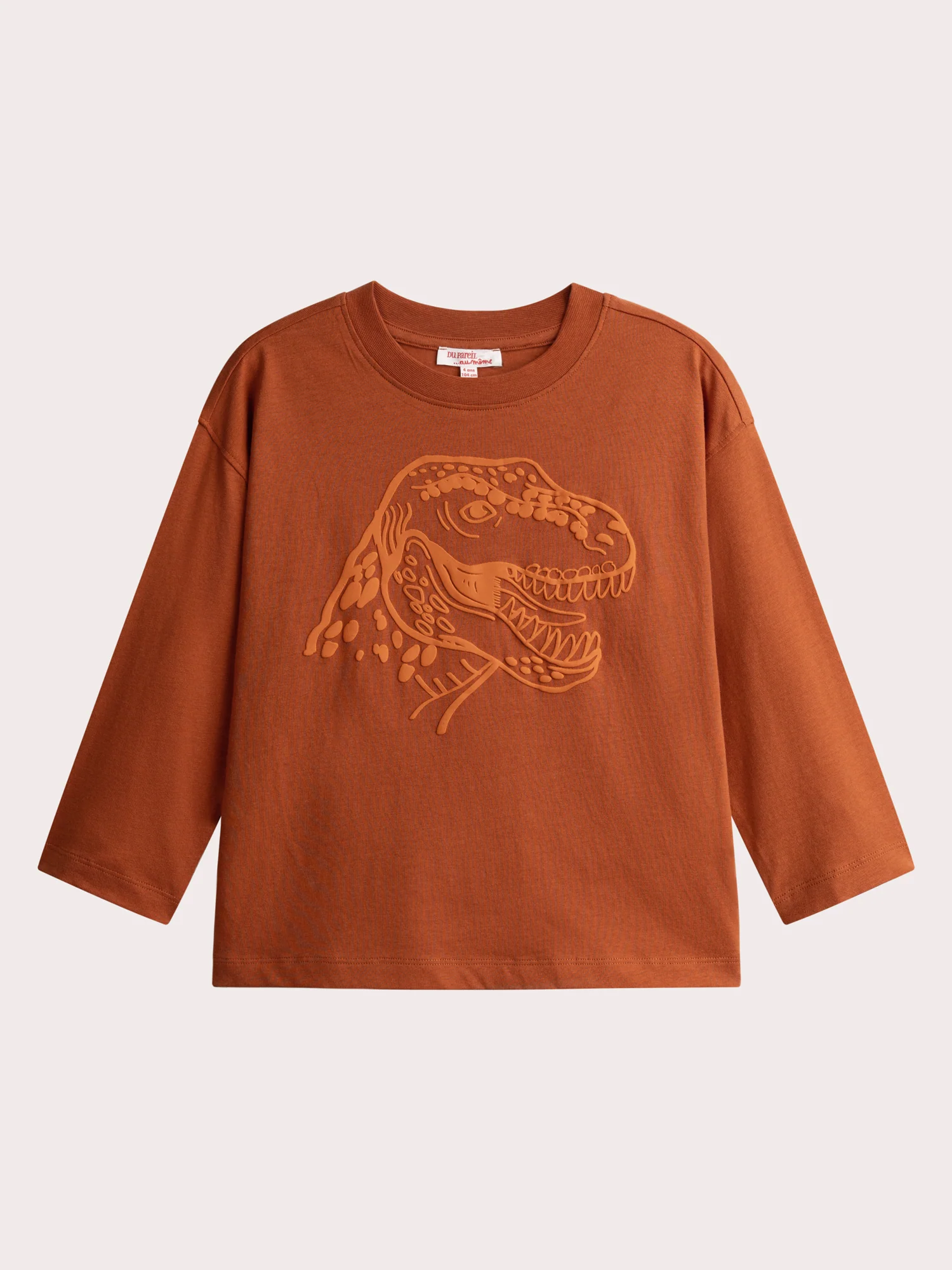 T-shirt orange animation dino pour garçon