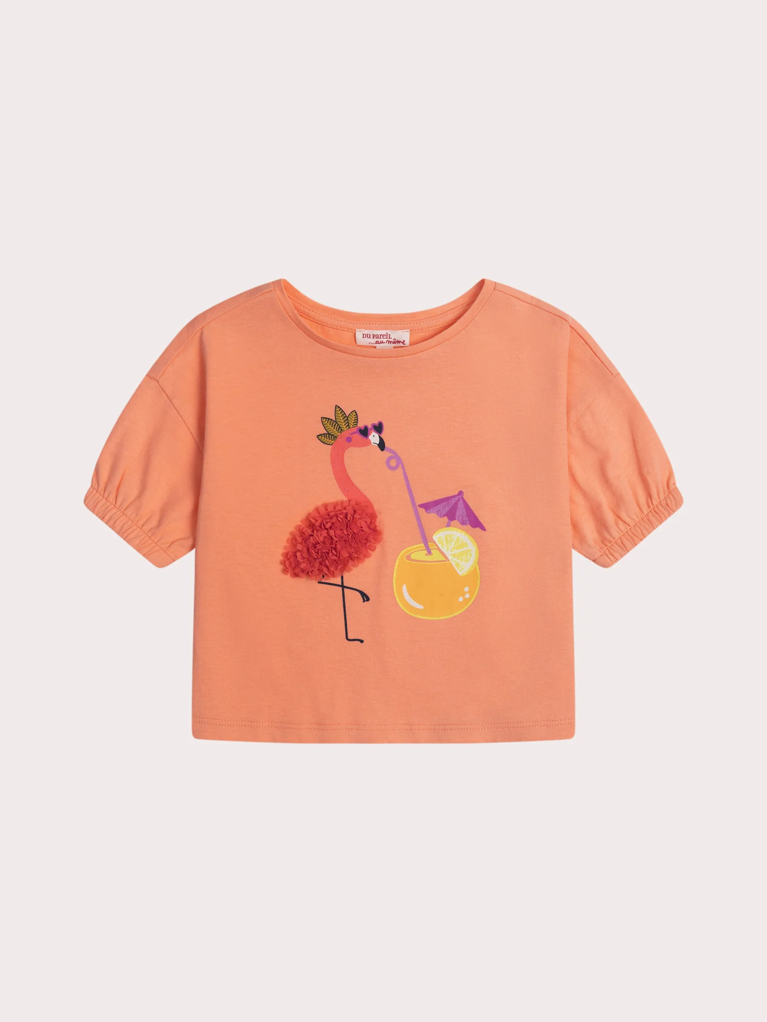 T-shirt orange clair avec animation