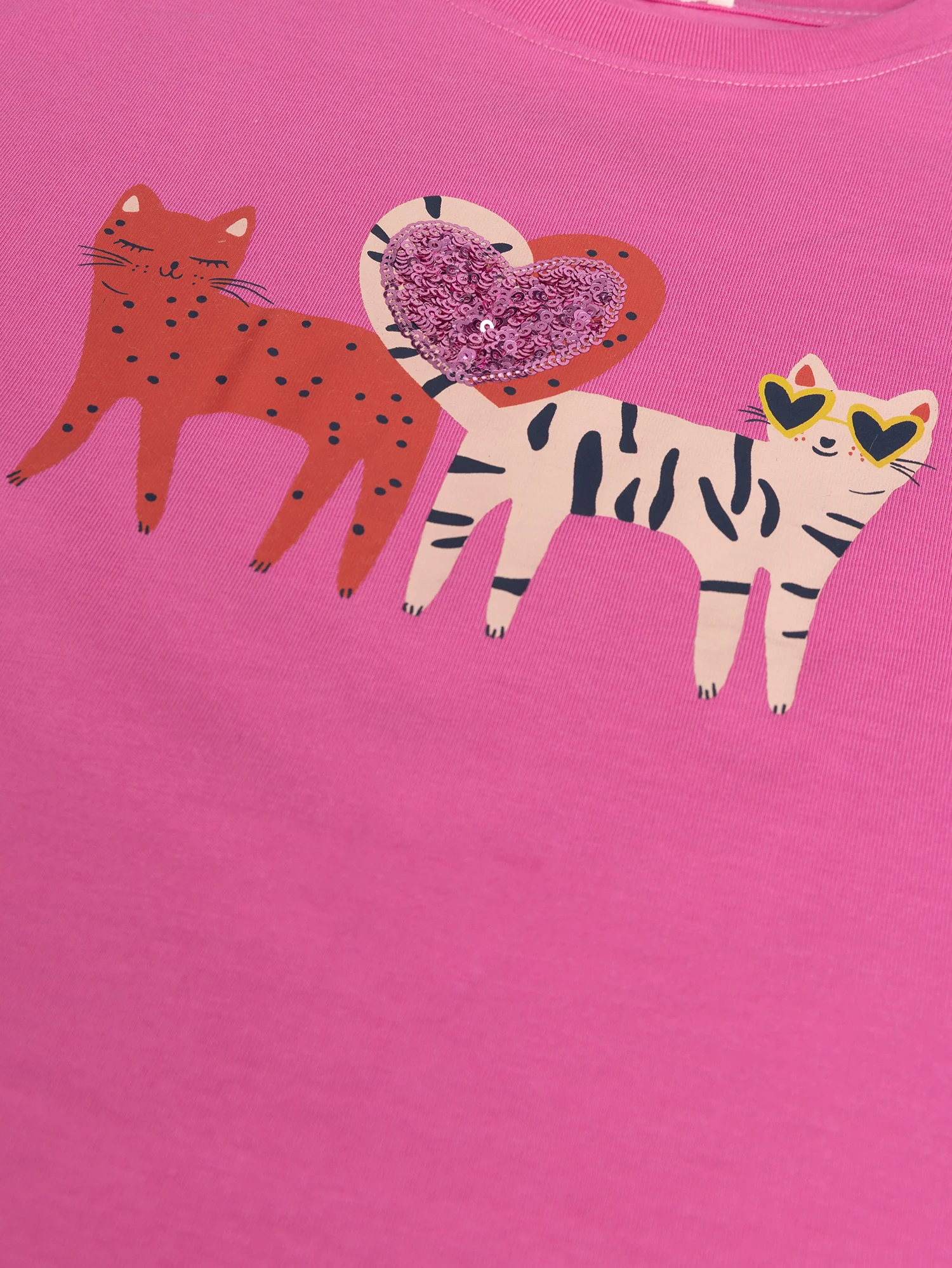 T-shirt rose animation chats à sequins pour fille - Image 2