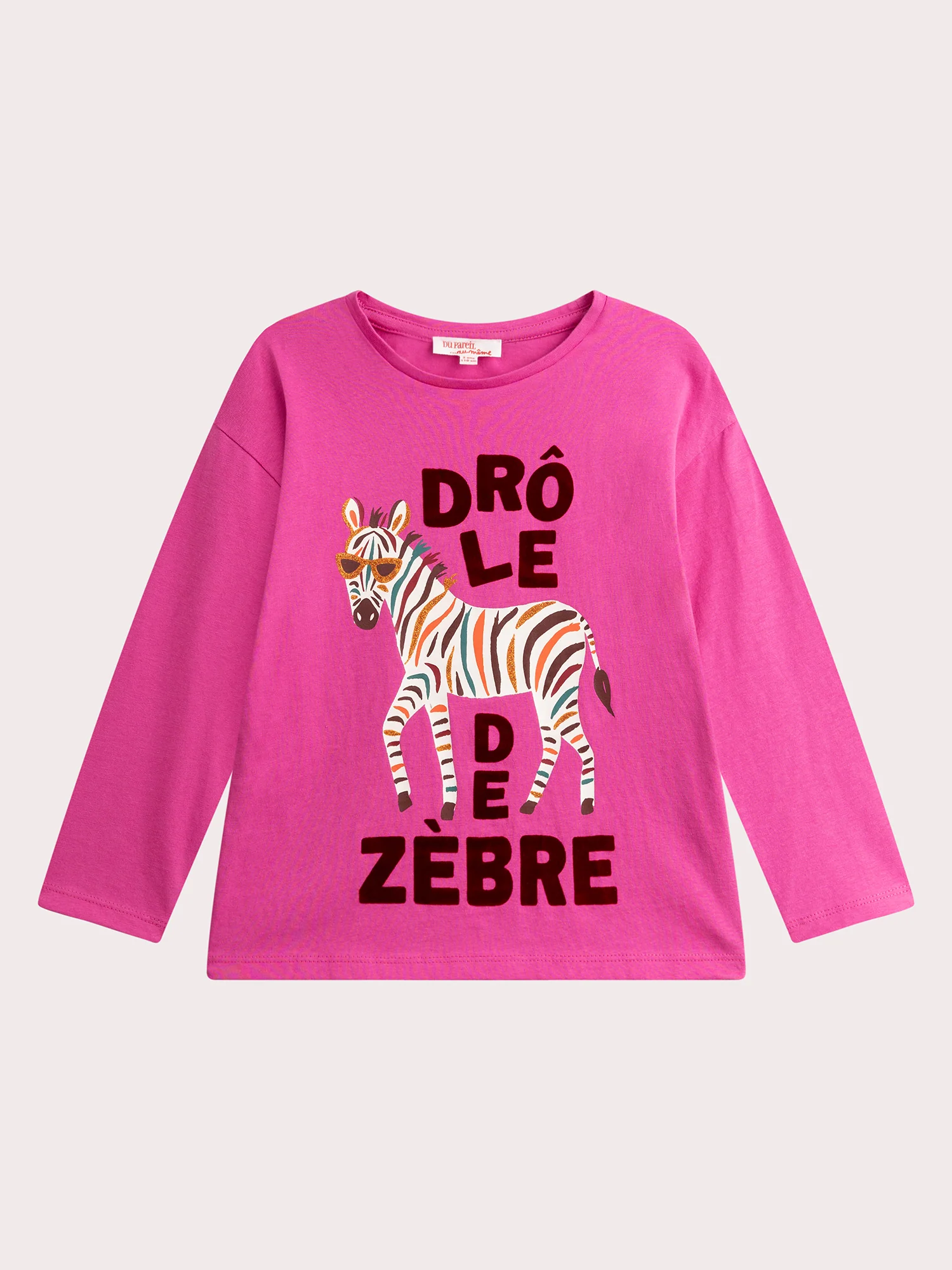 T-shirt rose animation zebre pour fille