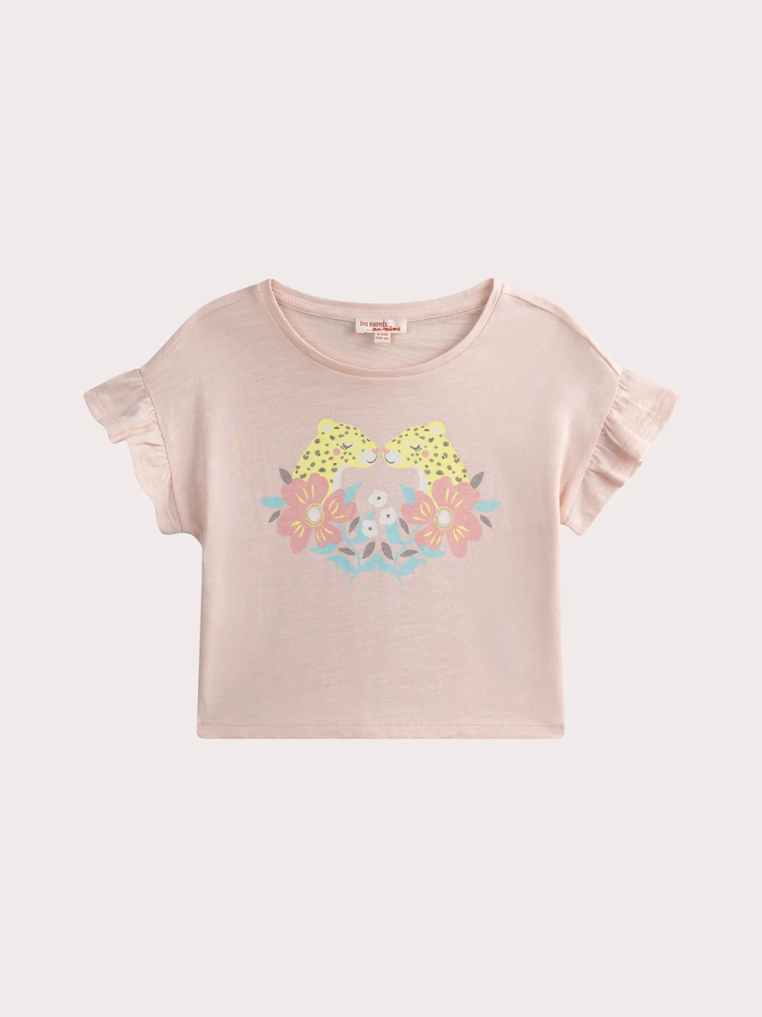 T-shirt rose manches courtes à animation