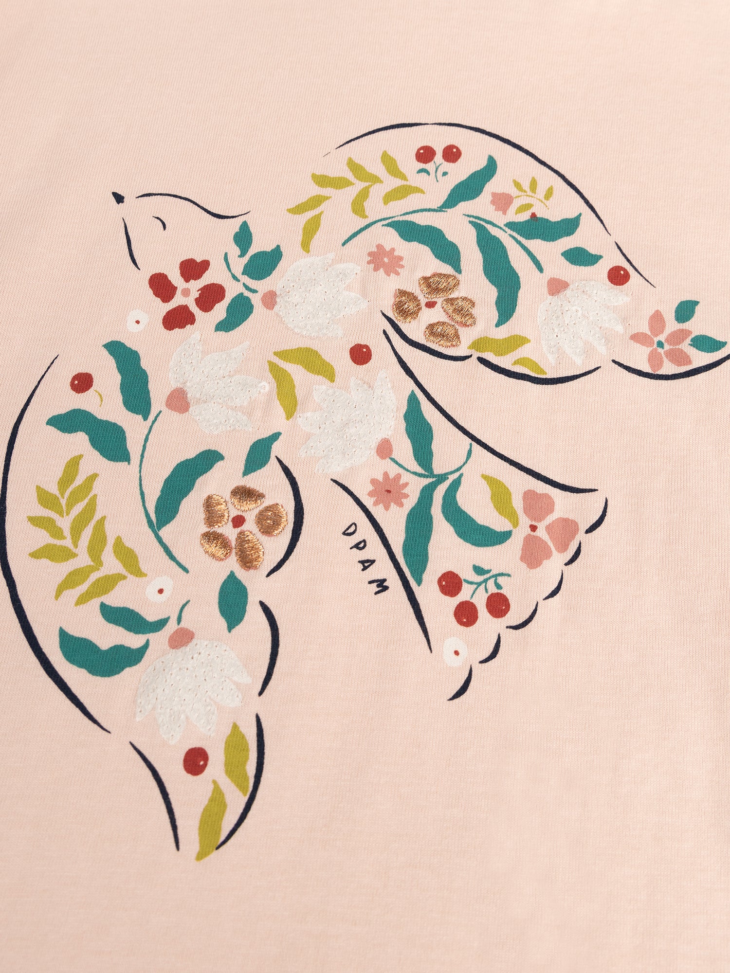 T-shirt rose poudrée animation irondelle pour fille - Image 2