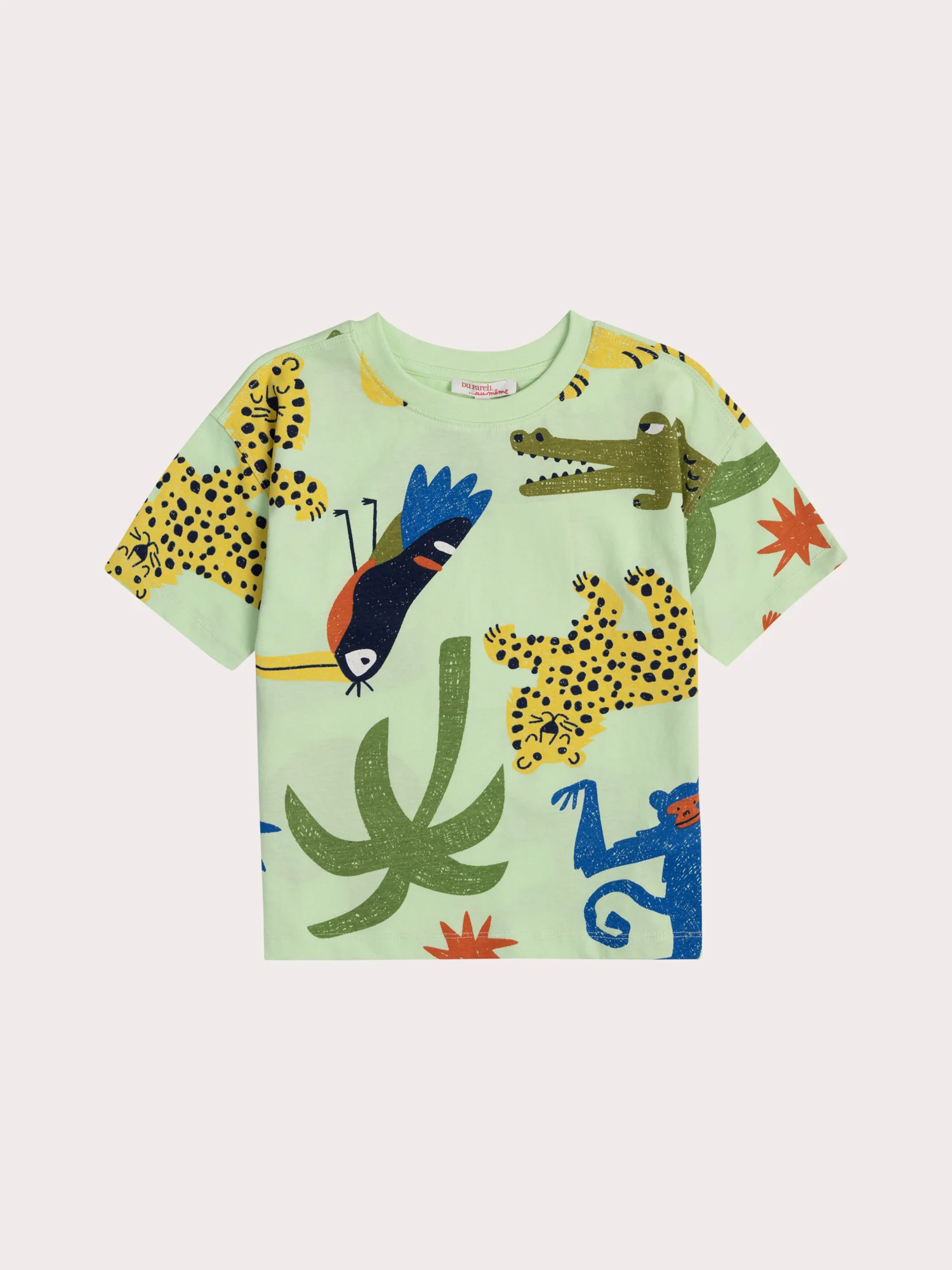 T-shirt vert imprimé animalier