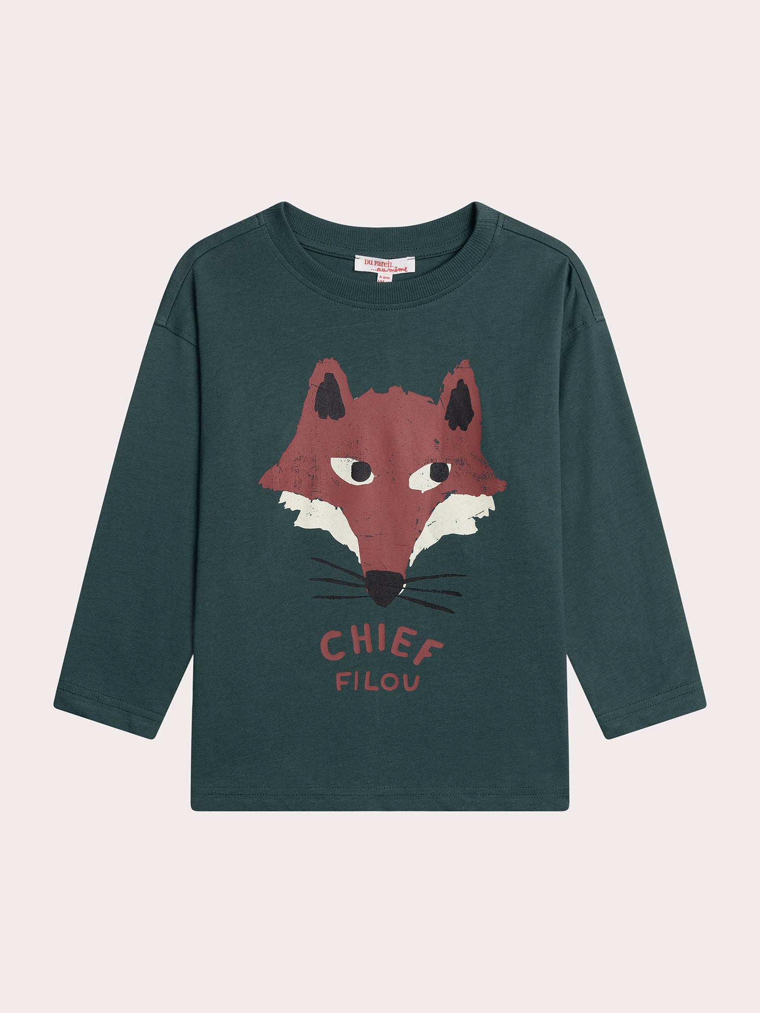 T-shirt vert manches longues animation renard