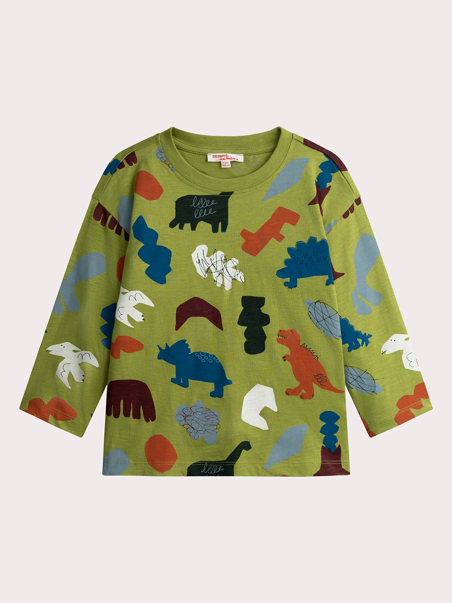 T-shirt vert pomme imprimé dinosaure pour garçon