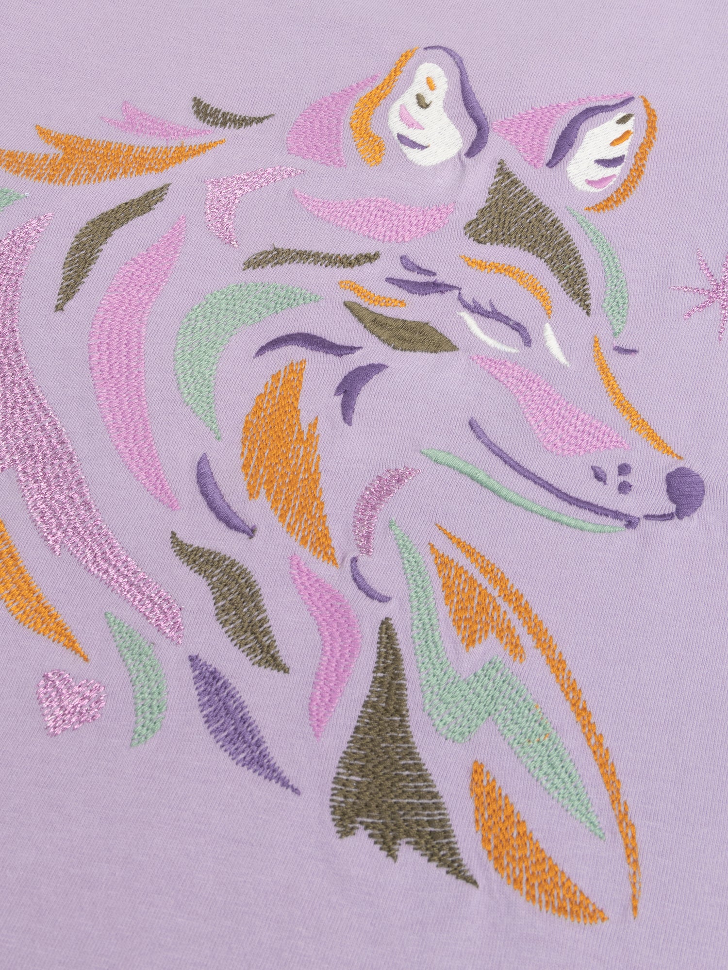 T-shirt violet animation loup avec broderies pour fille - Image 2