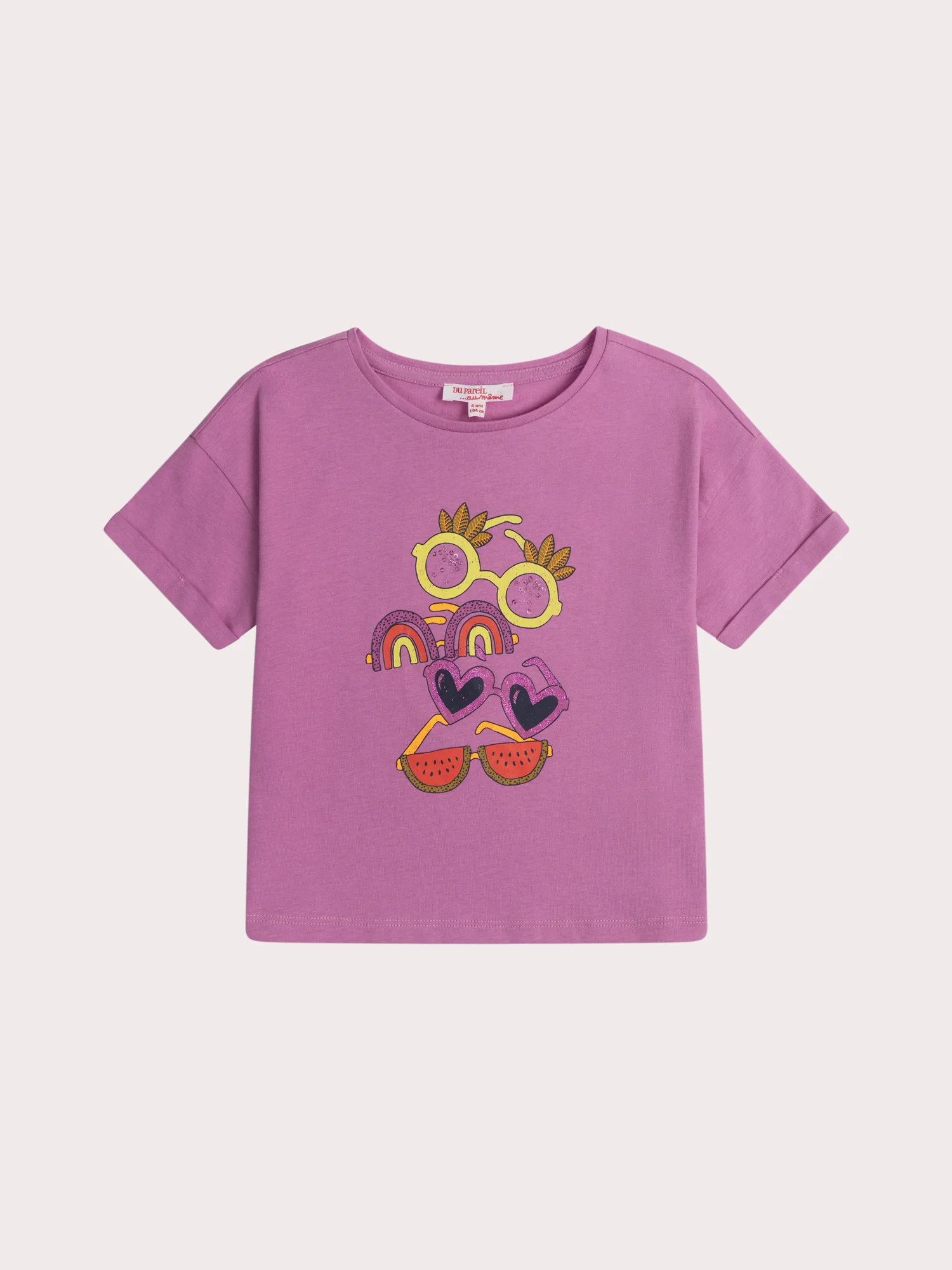 T-shirt violet avec animation et sequins