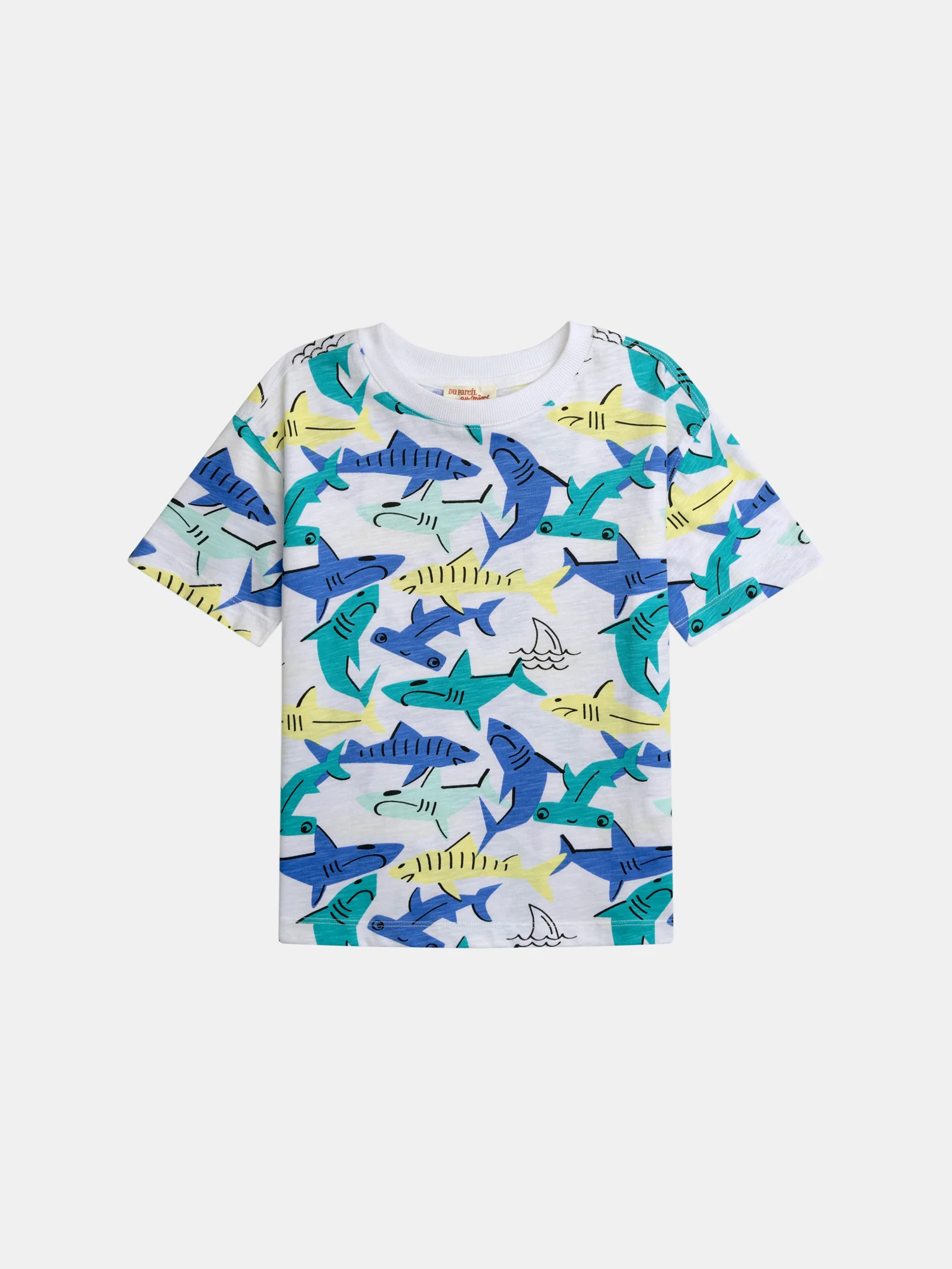 T-shirt blanc imprimé requins pour garçon