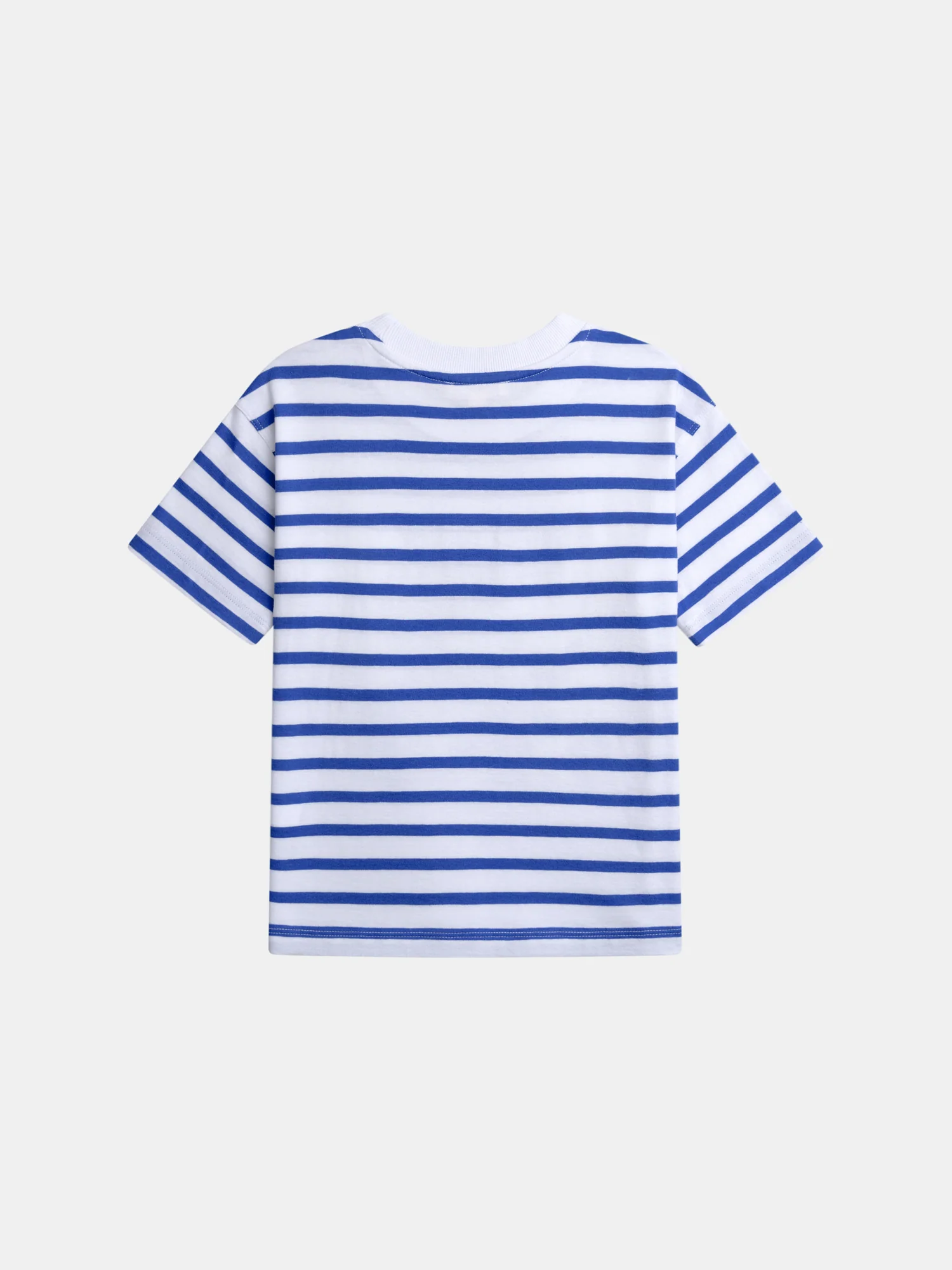 T-shirt blanc rayé bleu et animation requin pour garçon - Image 5