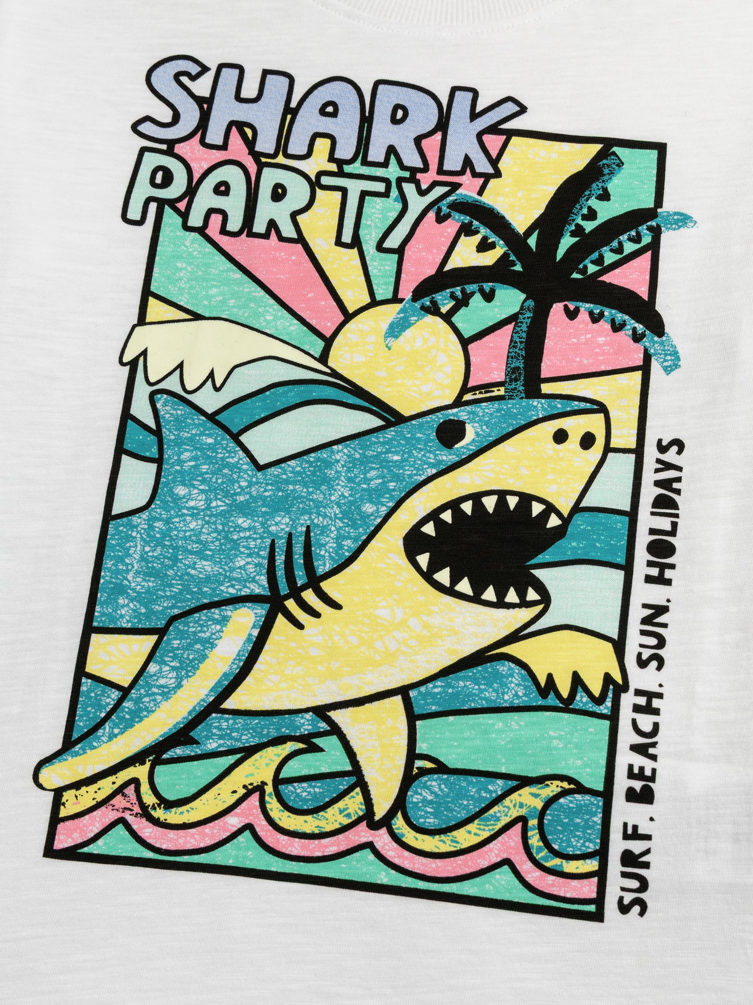 T-shirt blanc animation requin pour garçon - Image 4