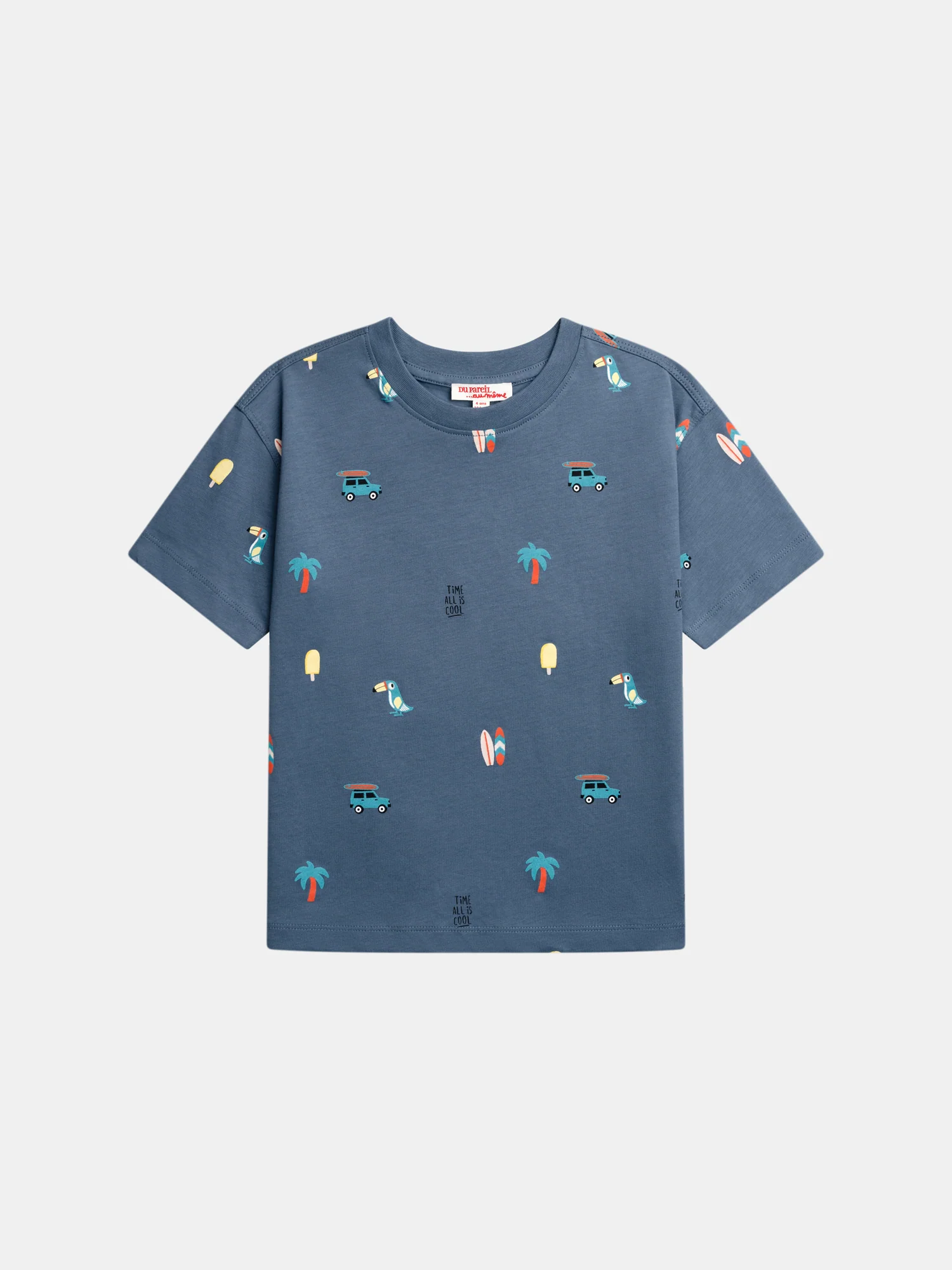 T-shirt bleu imprimé d'été pour garçon
