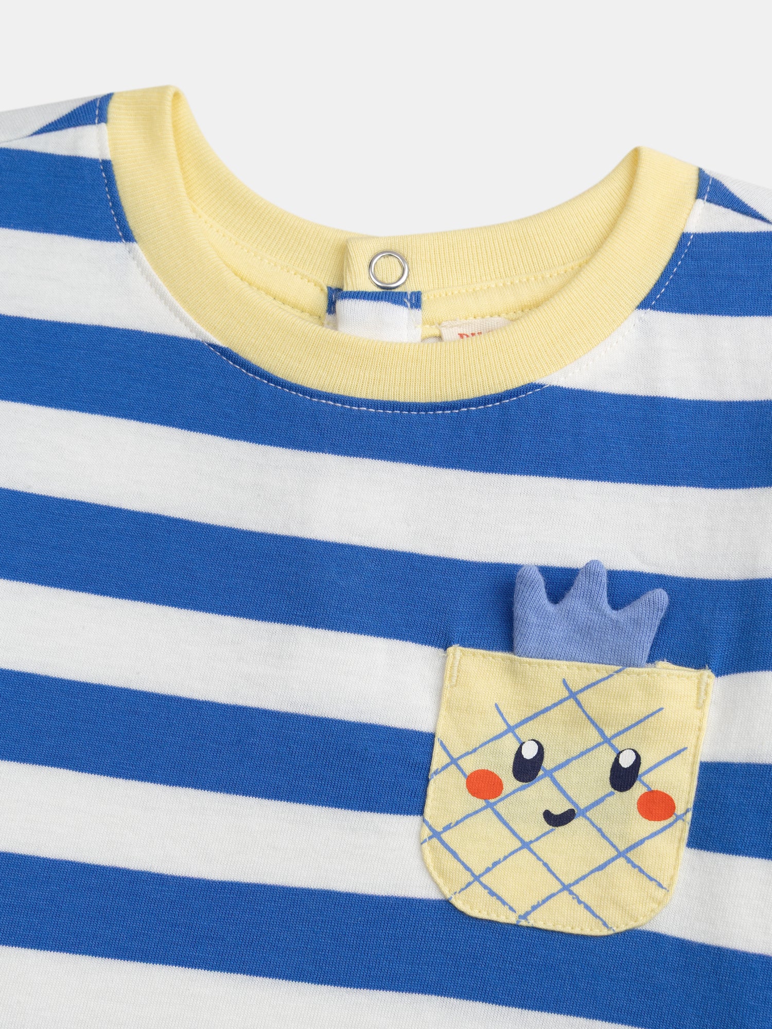 Tee-shirt rayé bleu et blanc à poche ananas pour bébé garçon - Image 2