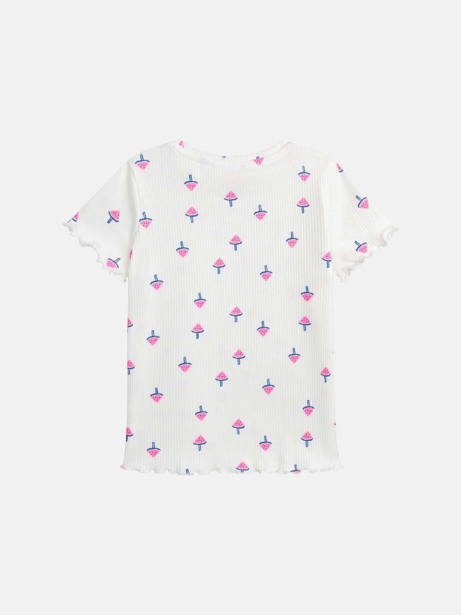 T-shirt en côte écru imprimé glace pastèque pour fille - Image 5