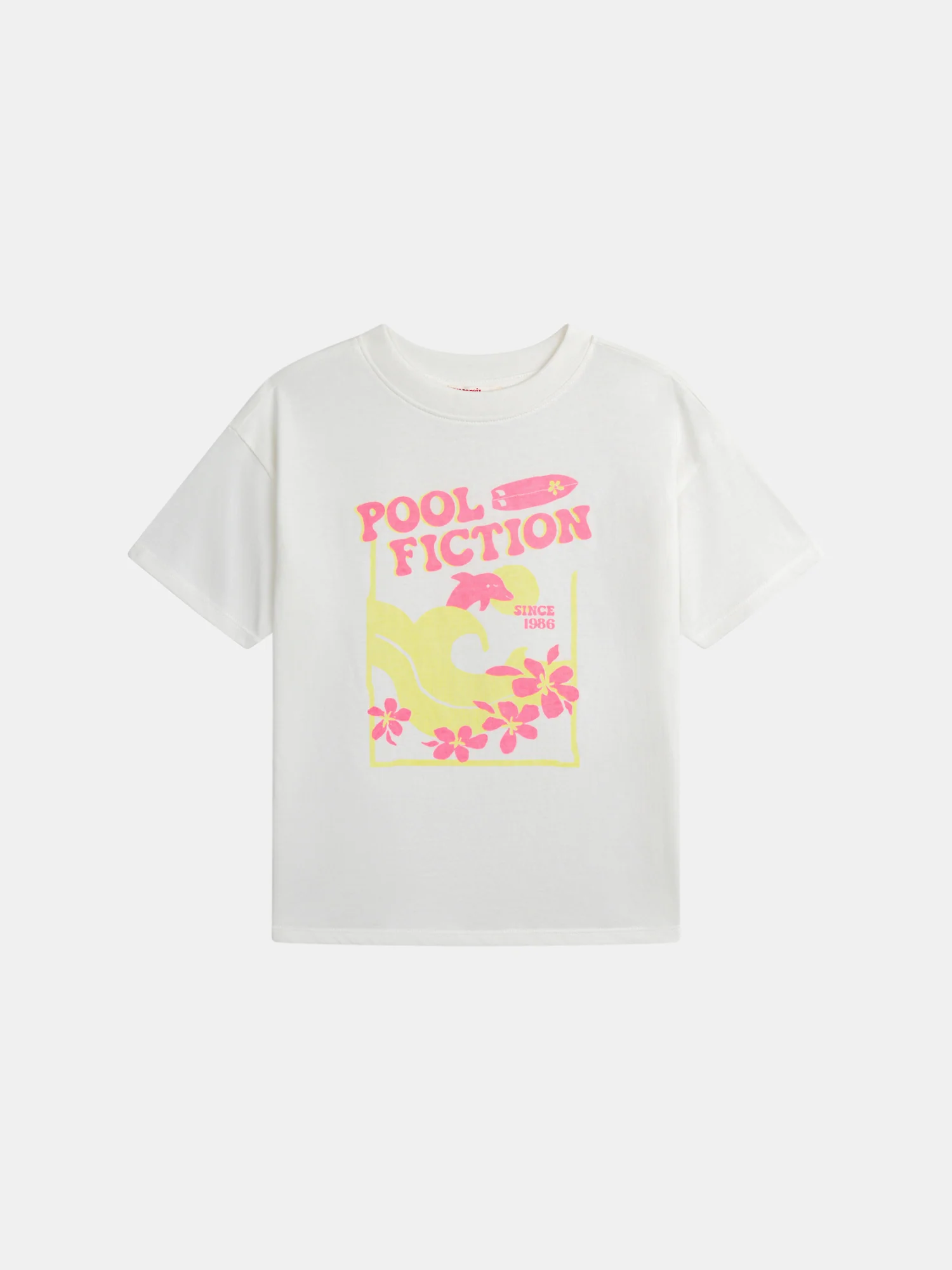 T-shirt oversize écru animation plage pour fille