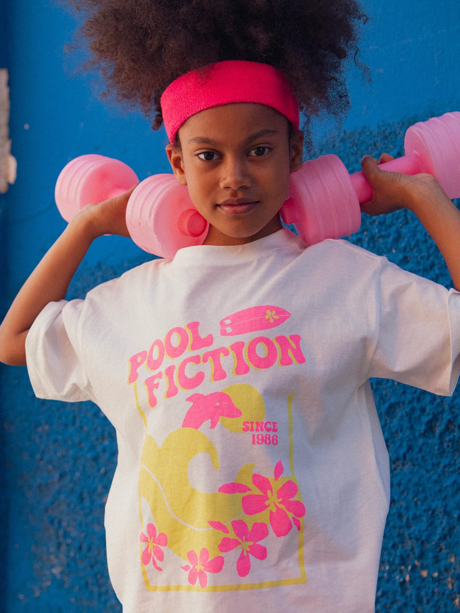 T-shirt oversize écru animation plage pour fille - Image 3