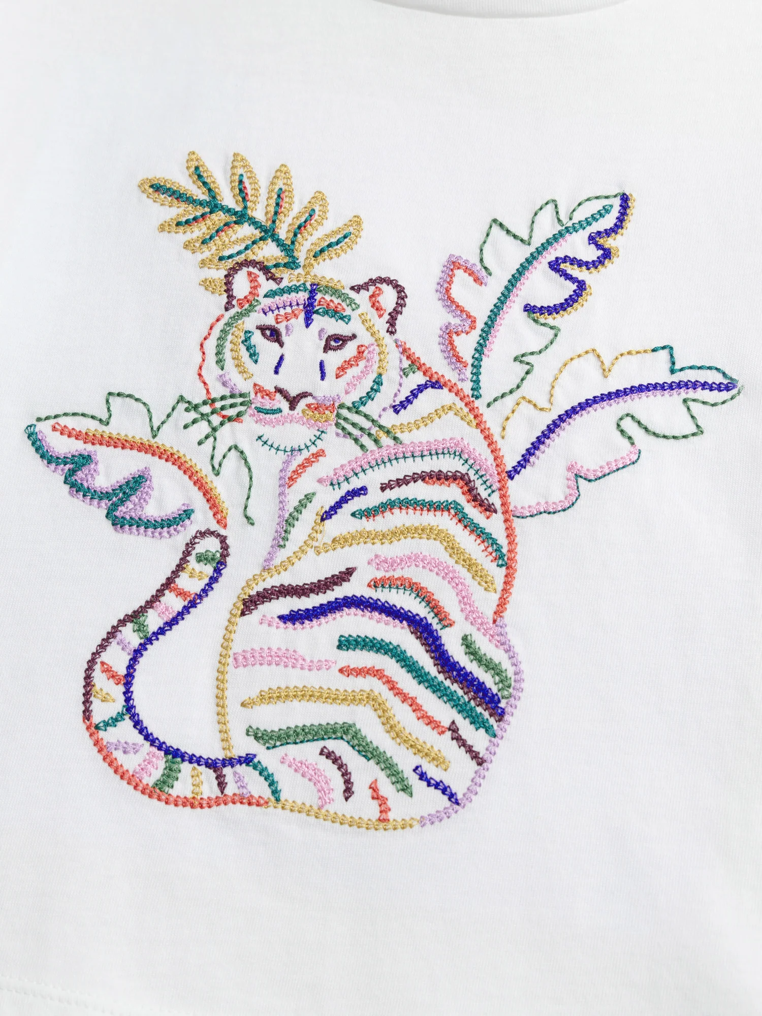 T-shirt écru à broderie tigre pour fille - Image 4