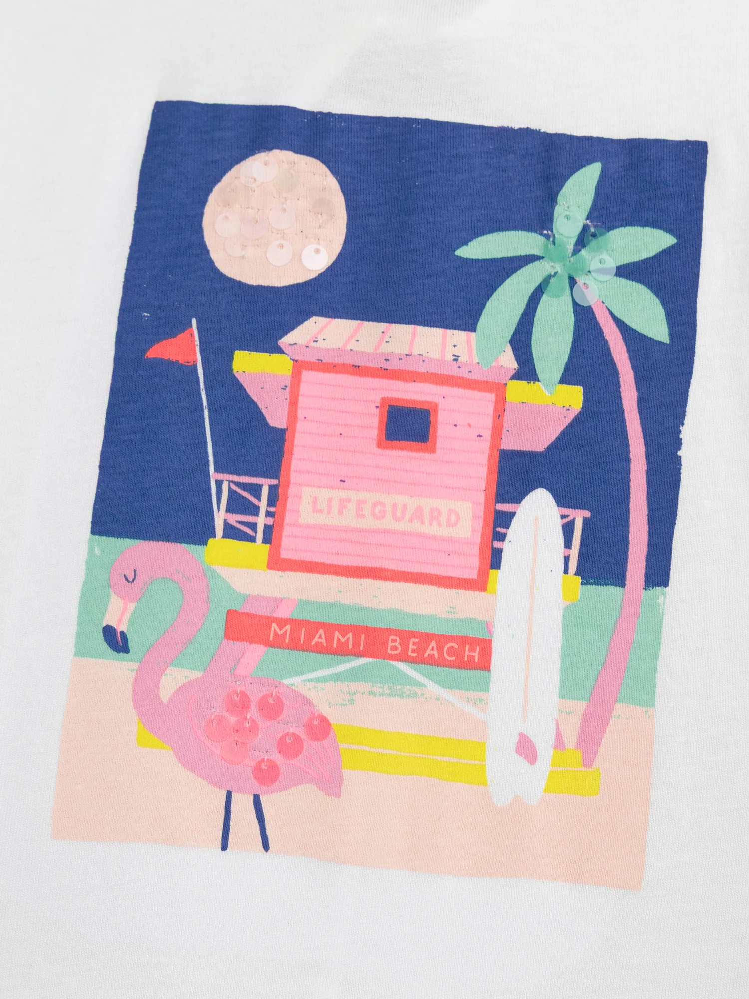 T-shirt écru animation plage pour fille - Image 4