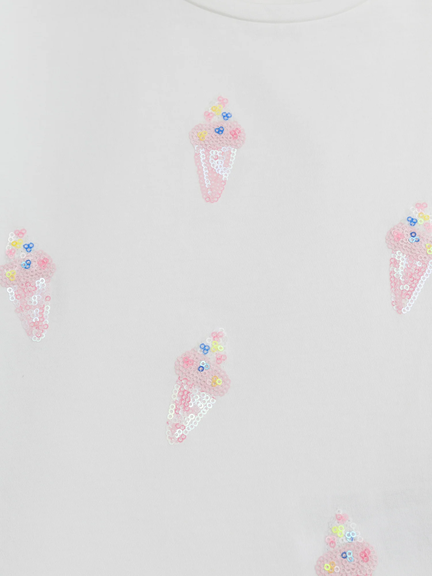 T-shirt écru animation glace en sequins pour fille - Image 4