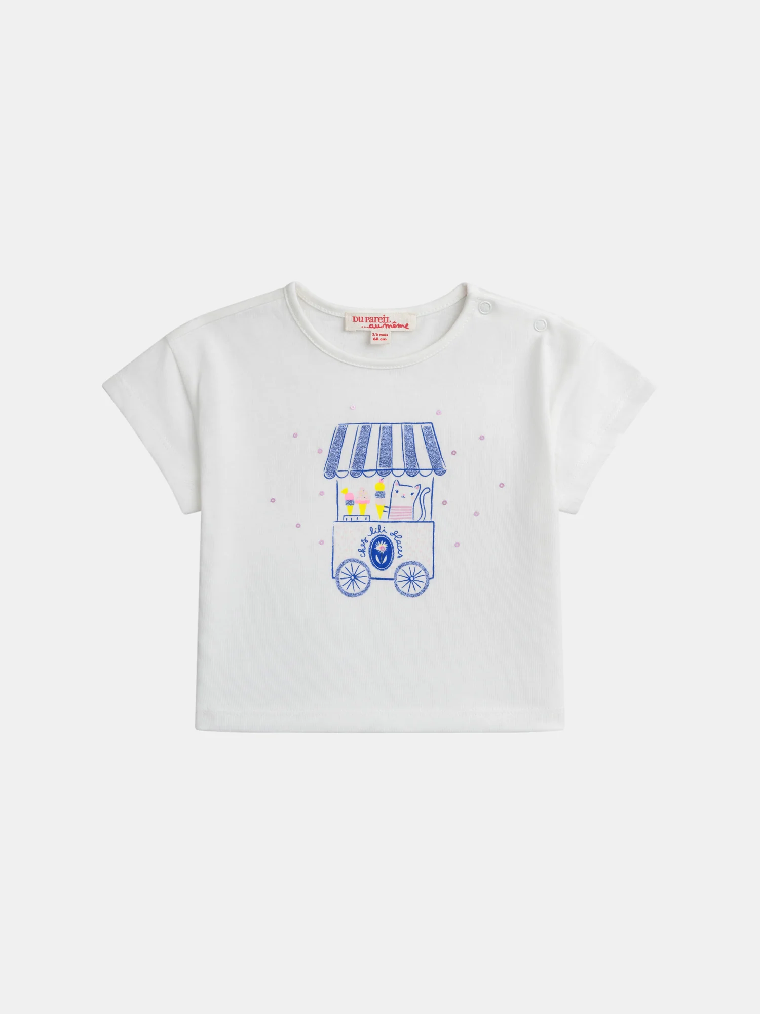 Tee-shirt écru "Marchand de glaces" pour bébé fille