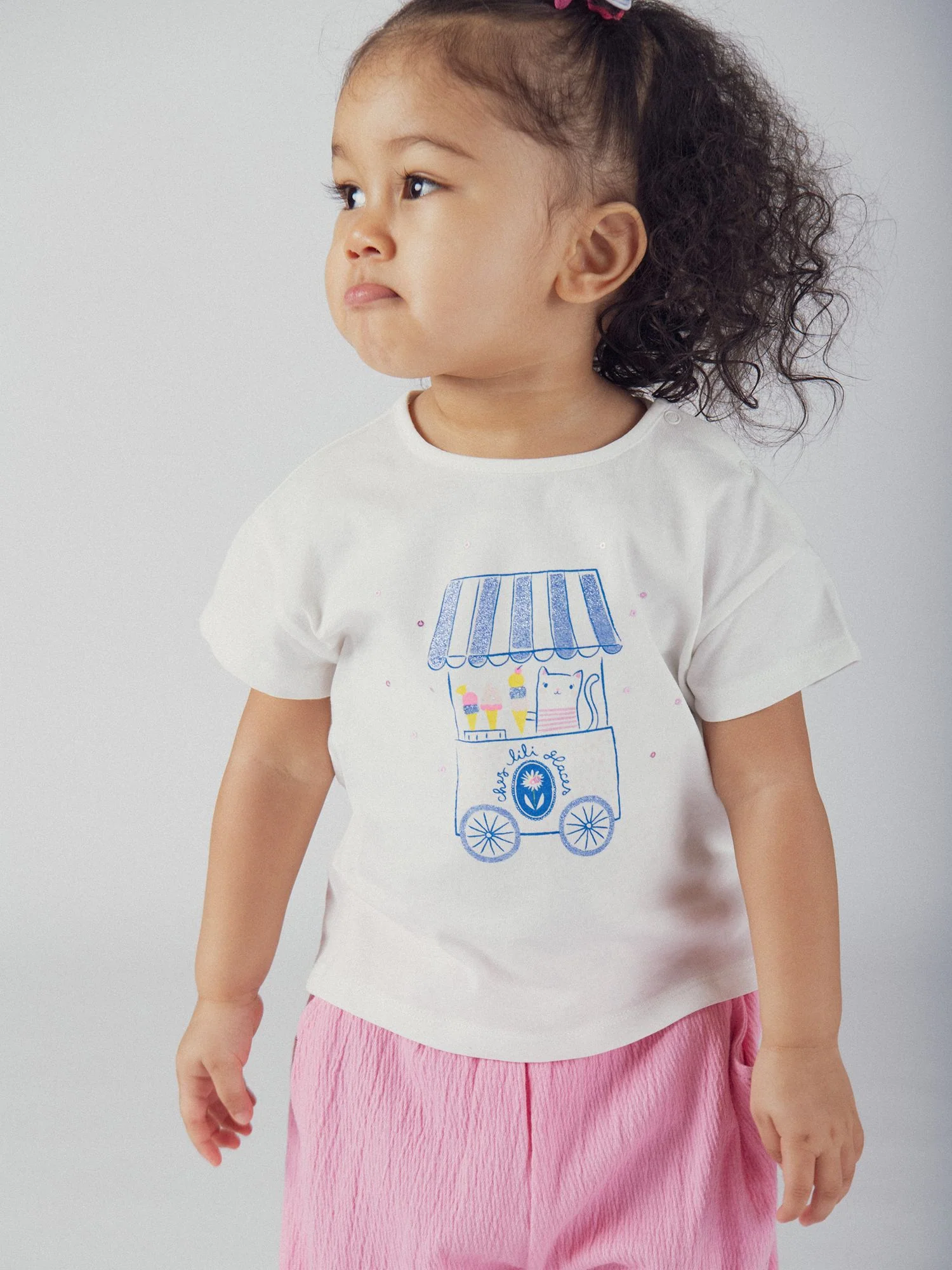 Tee-shirt écru "Marchand de glaces" pour bébé fille - Image 3
