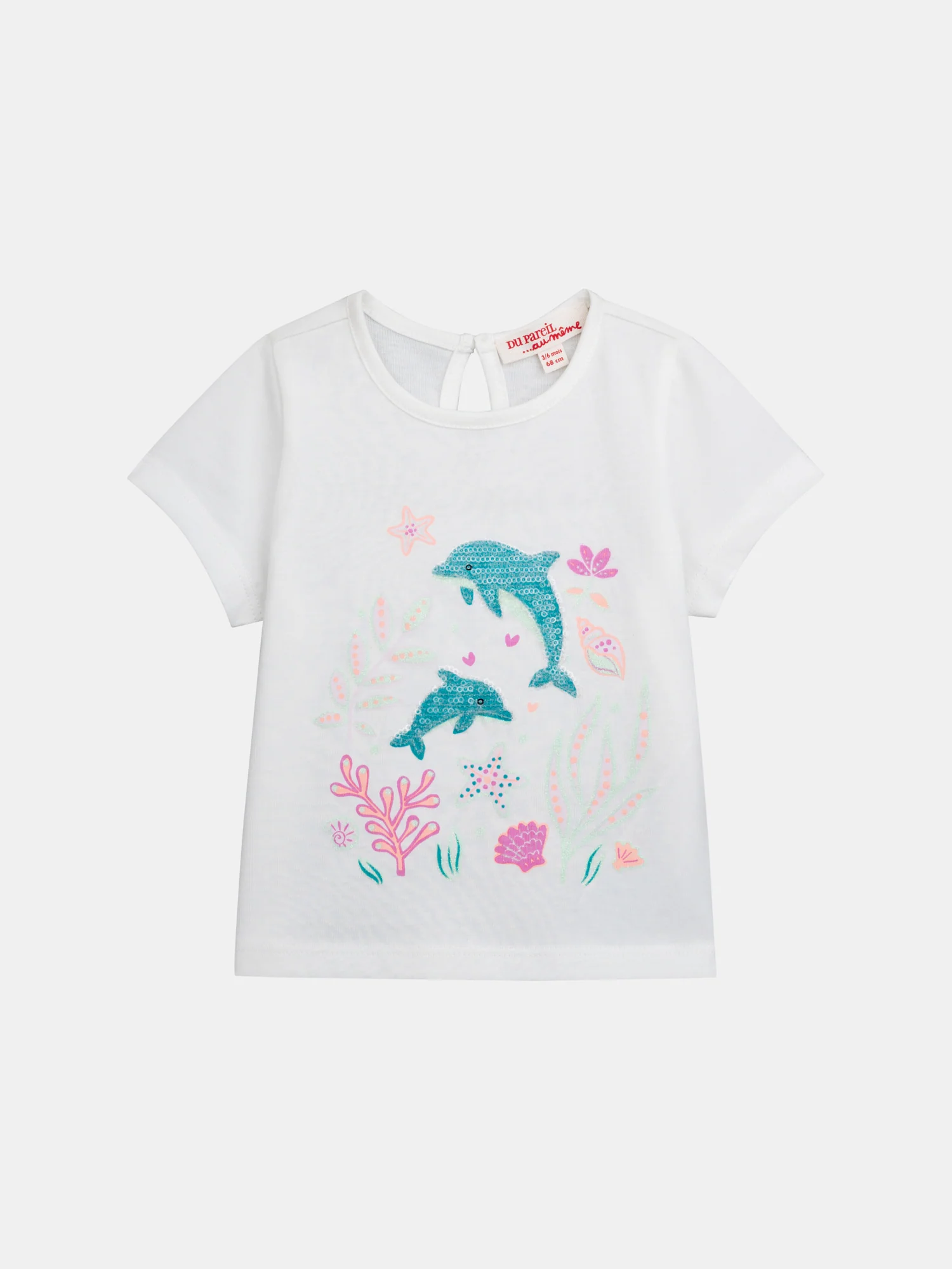 Tee-shirt écru avec imprimé "Monde Marin" pour bébé fille