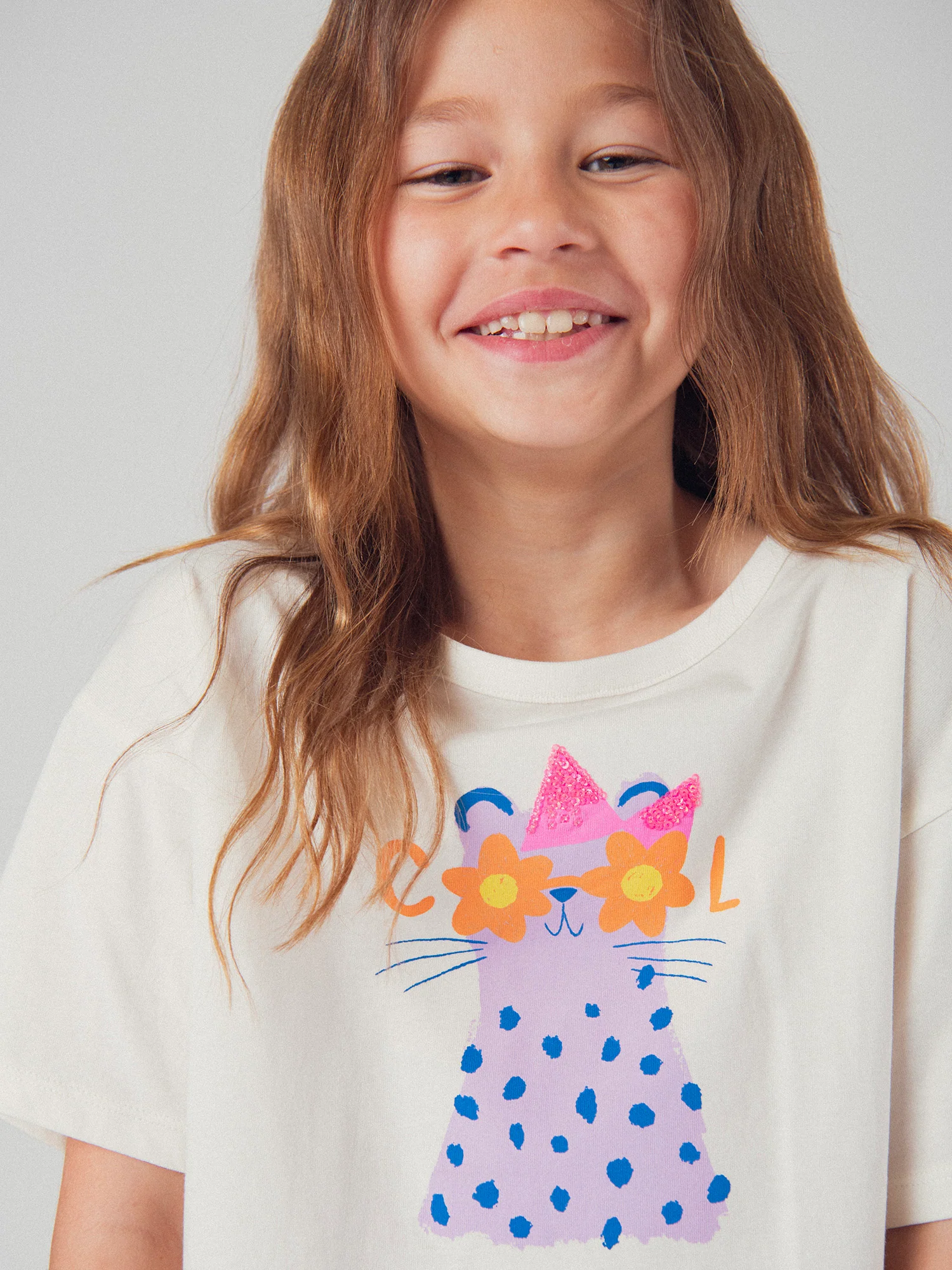 T-shirt écru à animation animale pour fille - Image 4