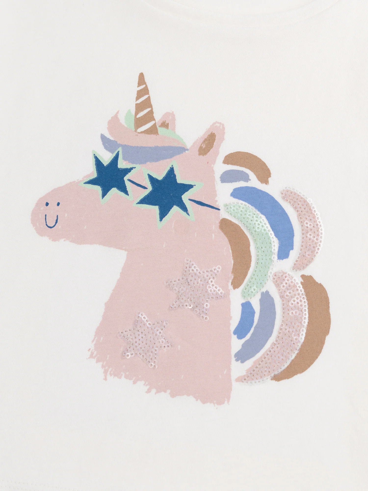 T-shirt écru animation tête de licorne pour fille - Image 5