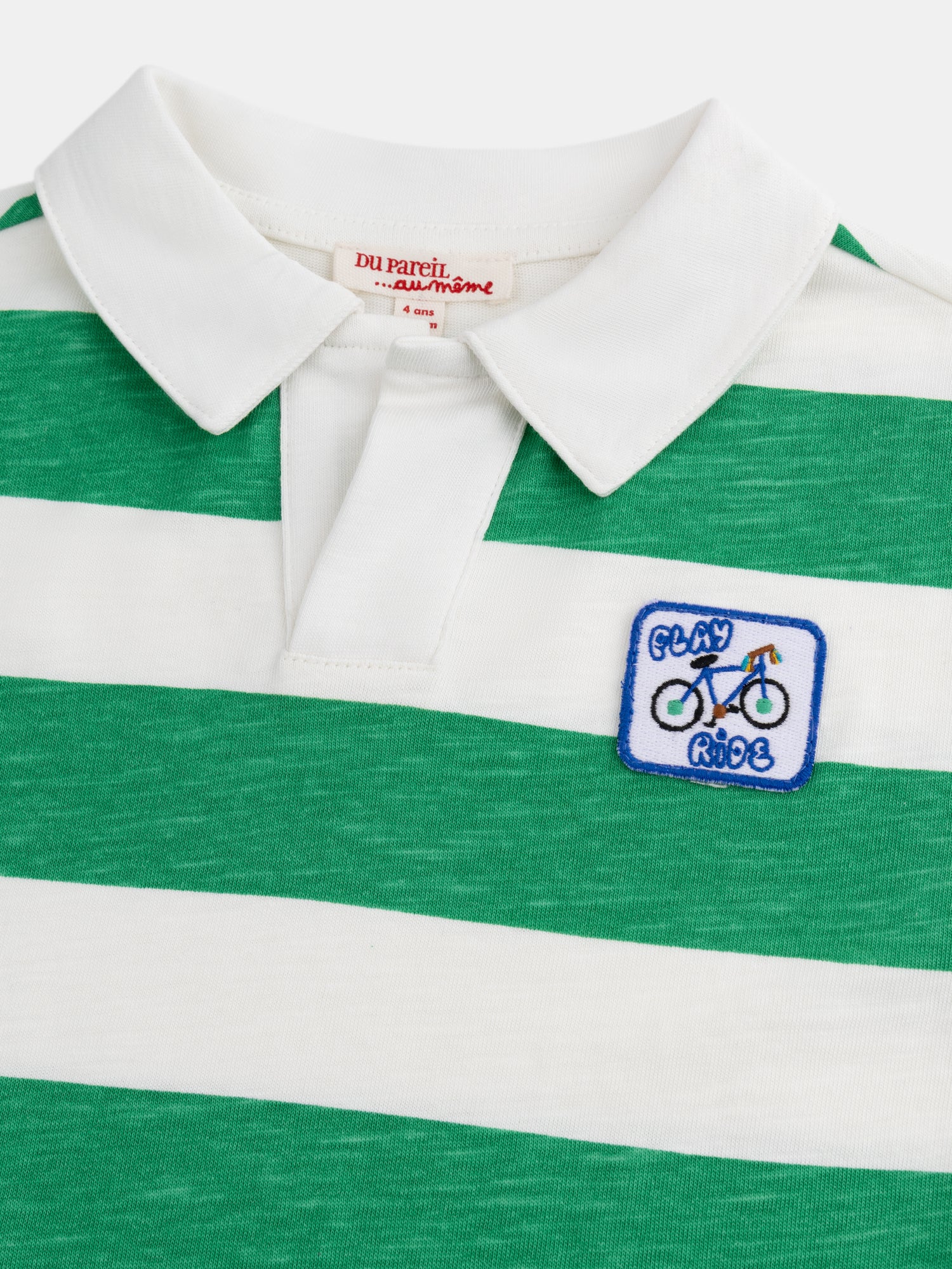 T-shirt polo écru à rayures vertes pour garçon - Image 5