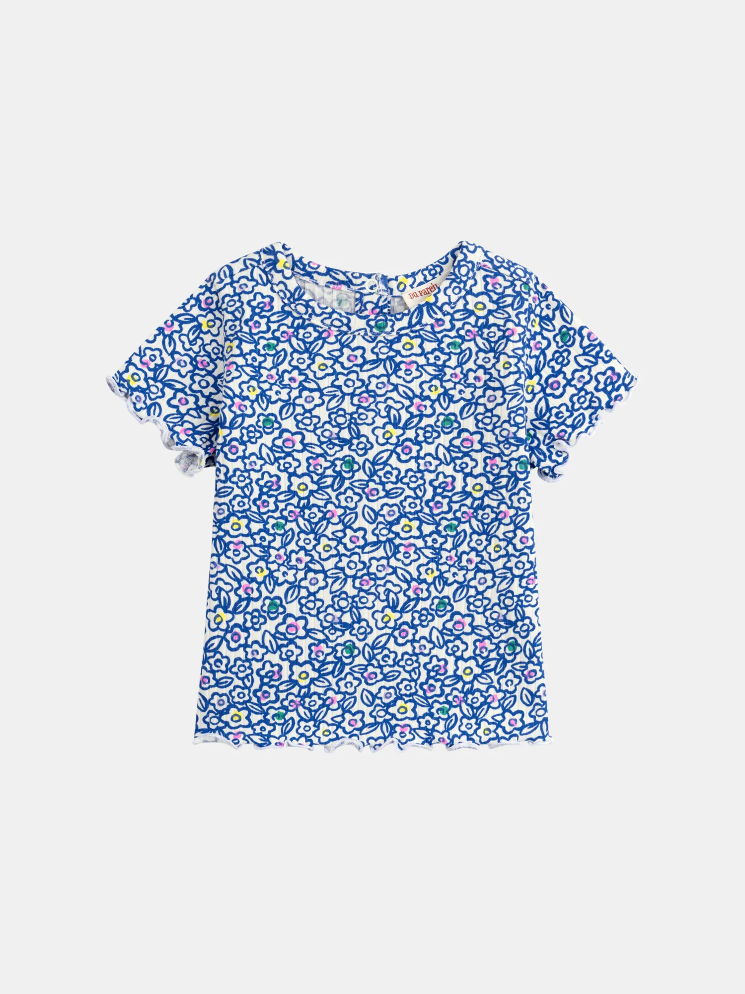 Tee-shirt à fleurs bleu pour bébé fille