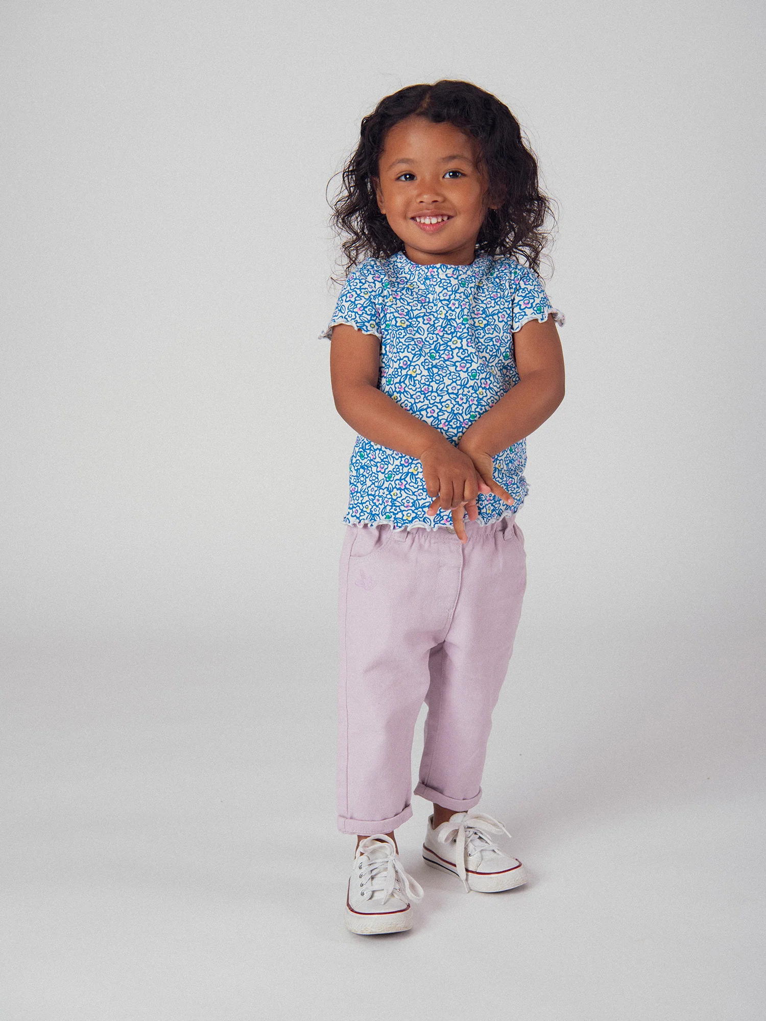 Tee-shirt à fleurs bleu pour bébé fille - Image 2