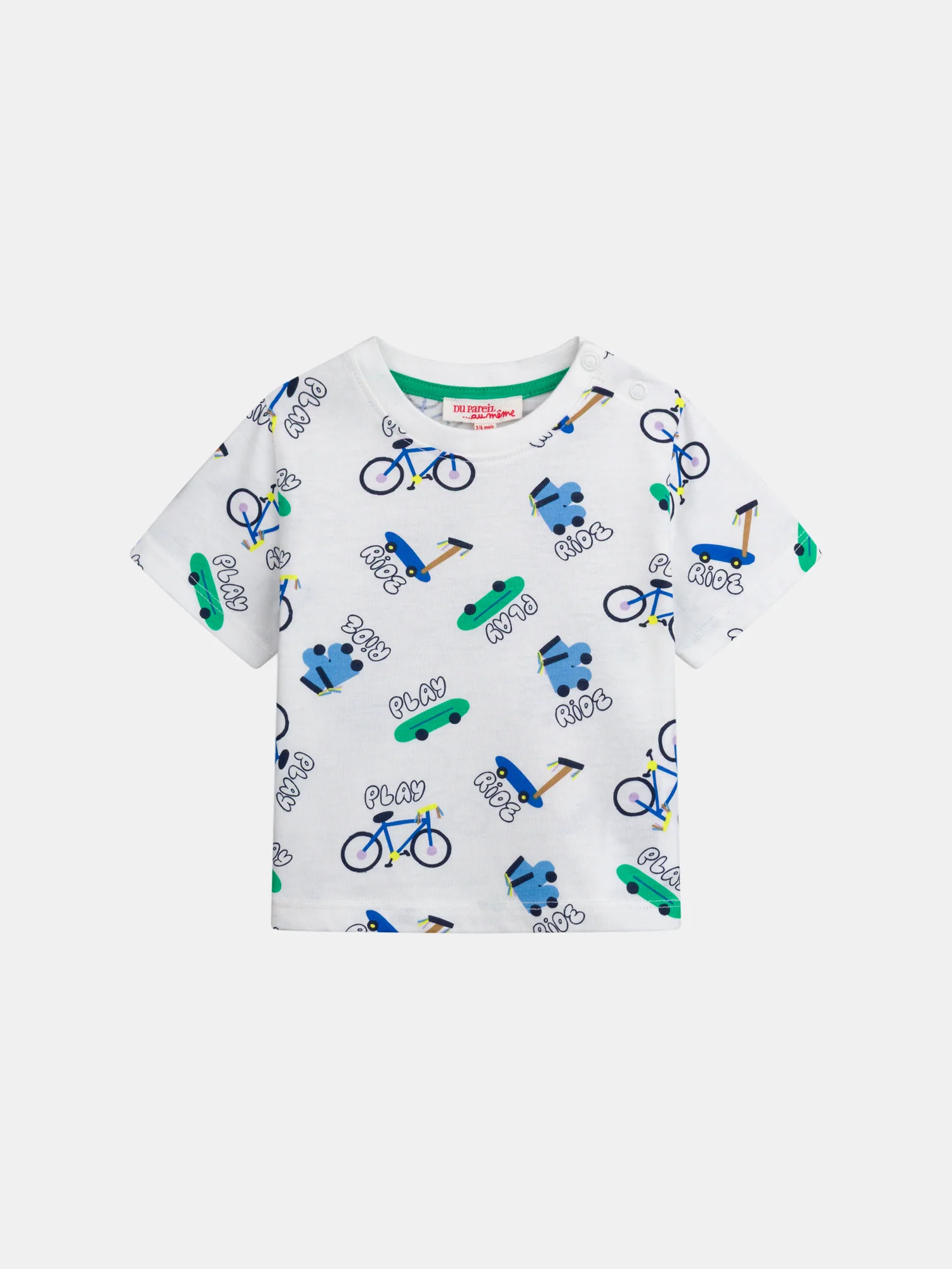 Tee-shirt écru imprimé "Ride" intégral pour bébé garçon