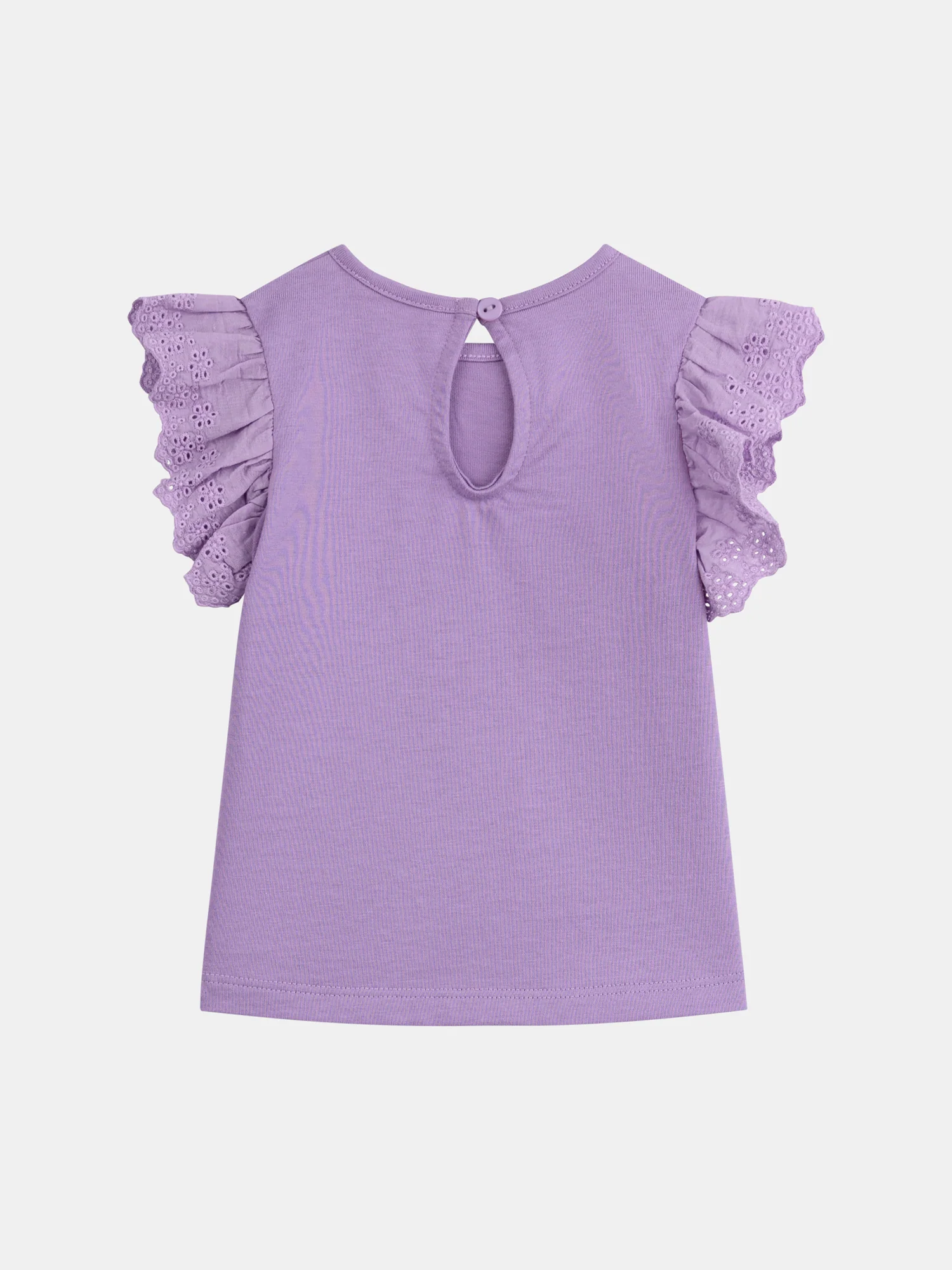 T-shirt mauve à manches volantées et brodées pour bébé fille - Image 3