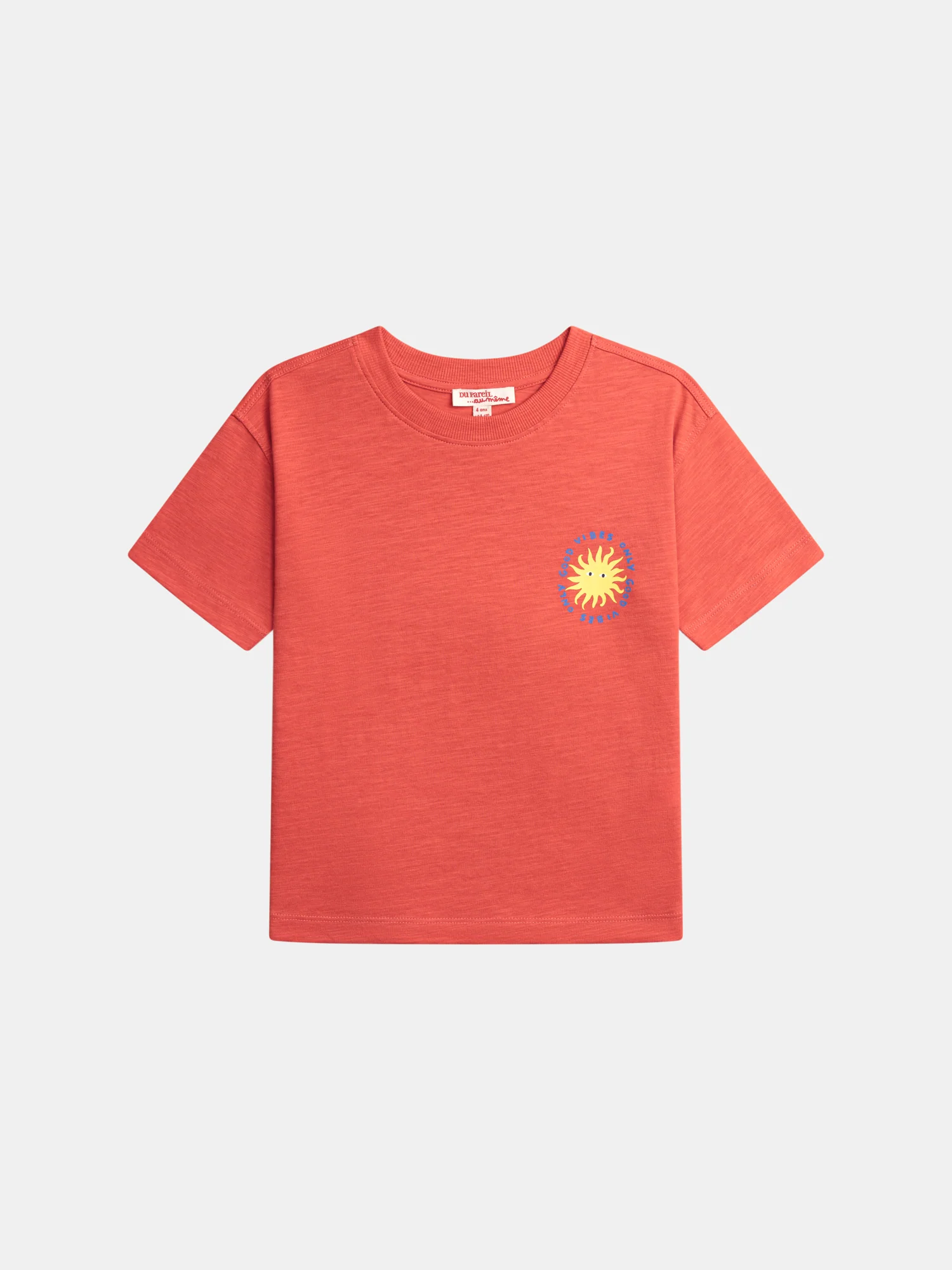 T-shirt rouge à animation soleil pour garçon