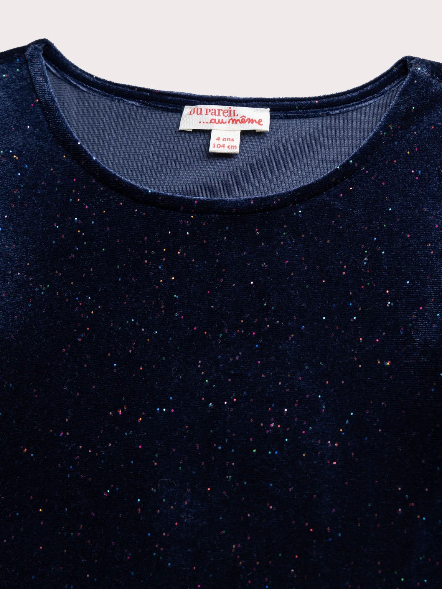 T-shirt manches longues bleu marine en velours pailleté - Image 3