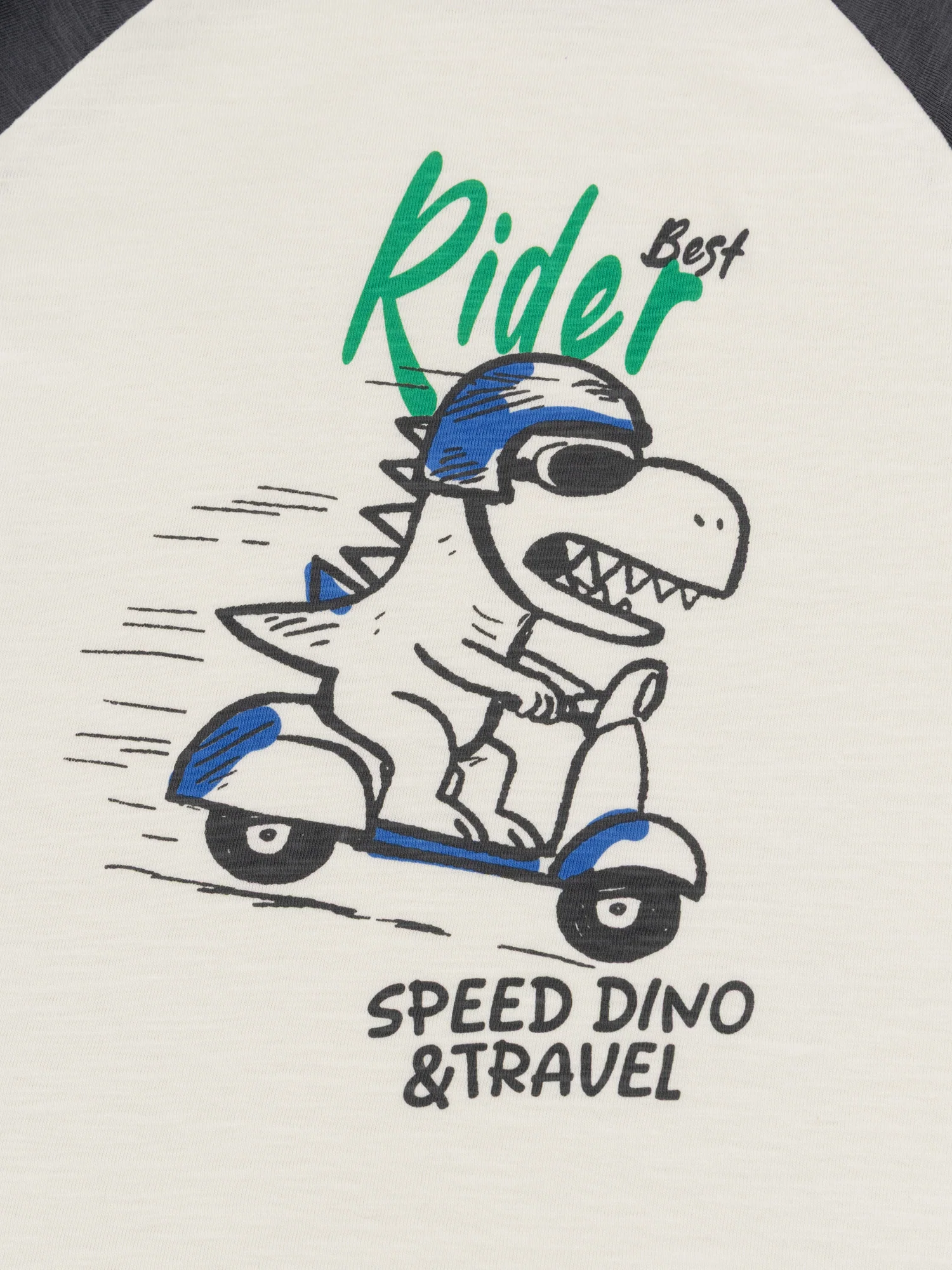 T-shirt écru à manches contrastées et animation dinosaure pour garçon - Image 5