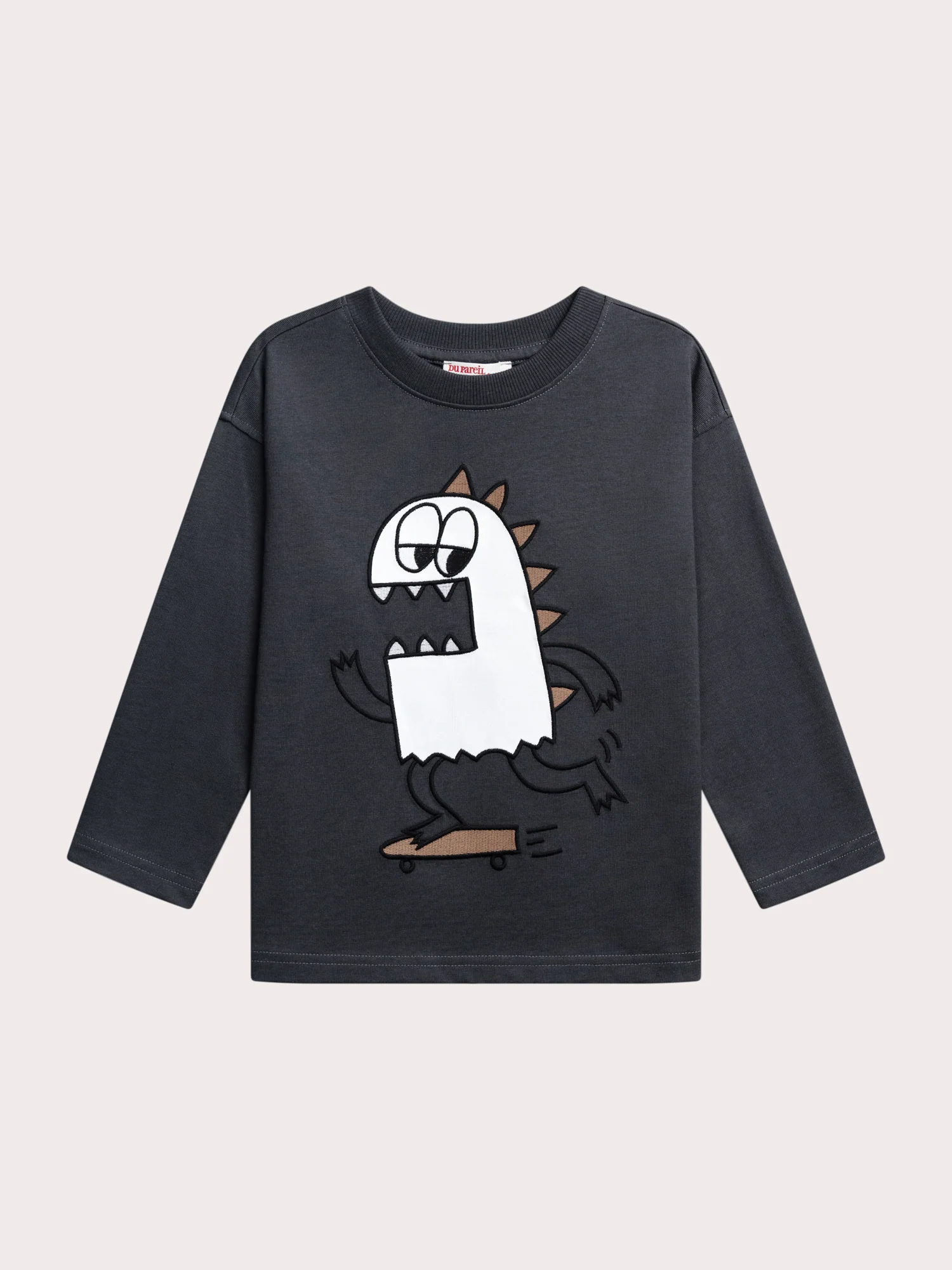 T-shirt épais gris anthracite animation fantôme