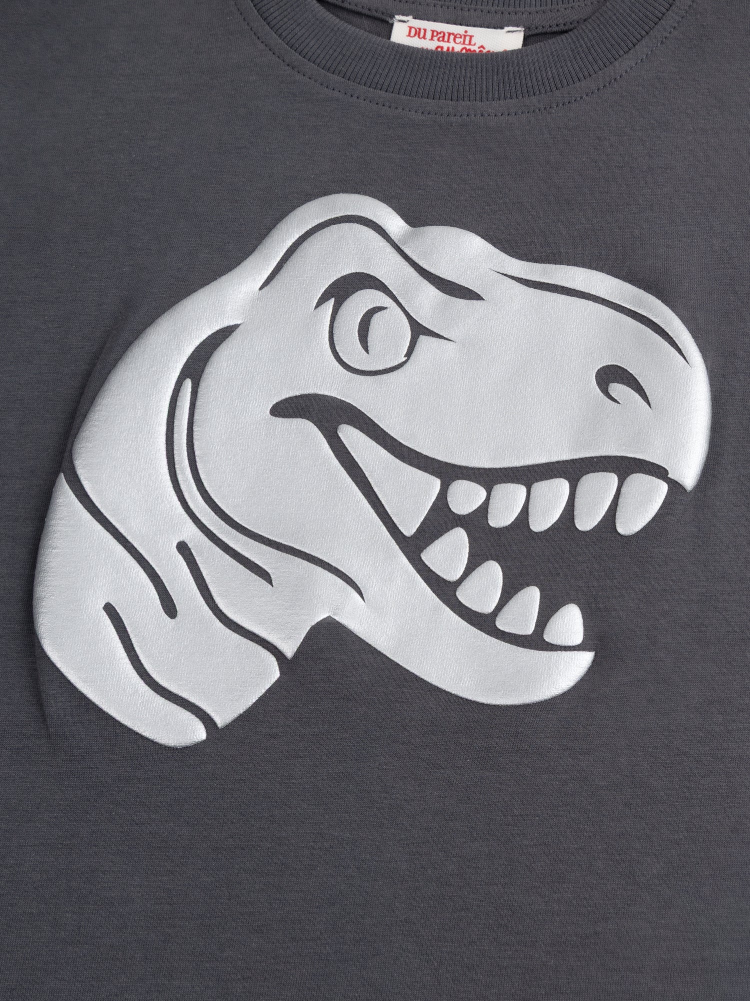 T-shirt gris animation tête de dinosaure pour garçon - Image 5