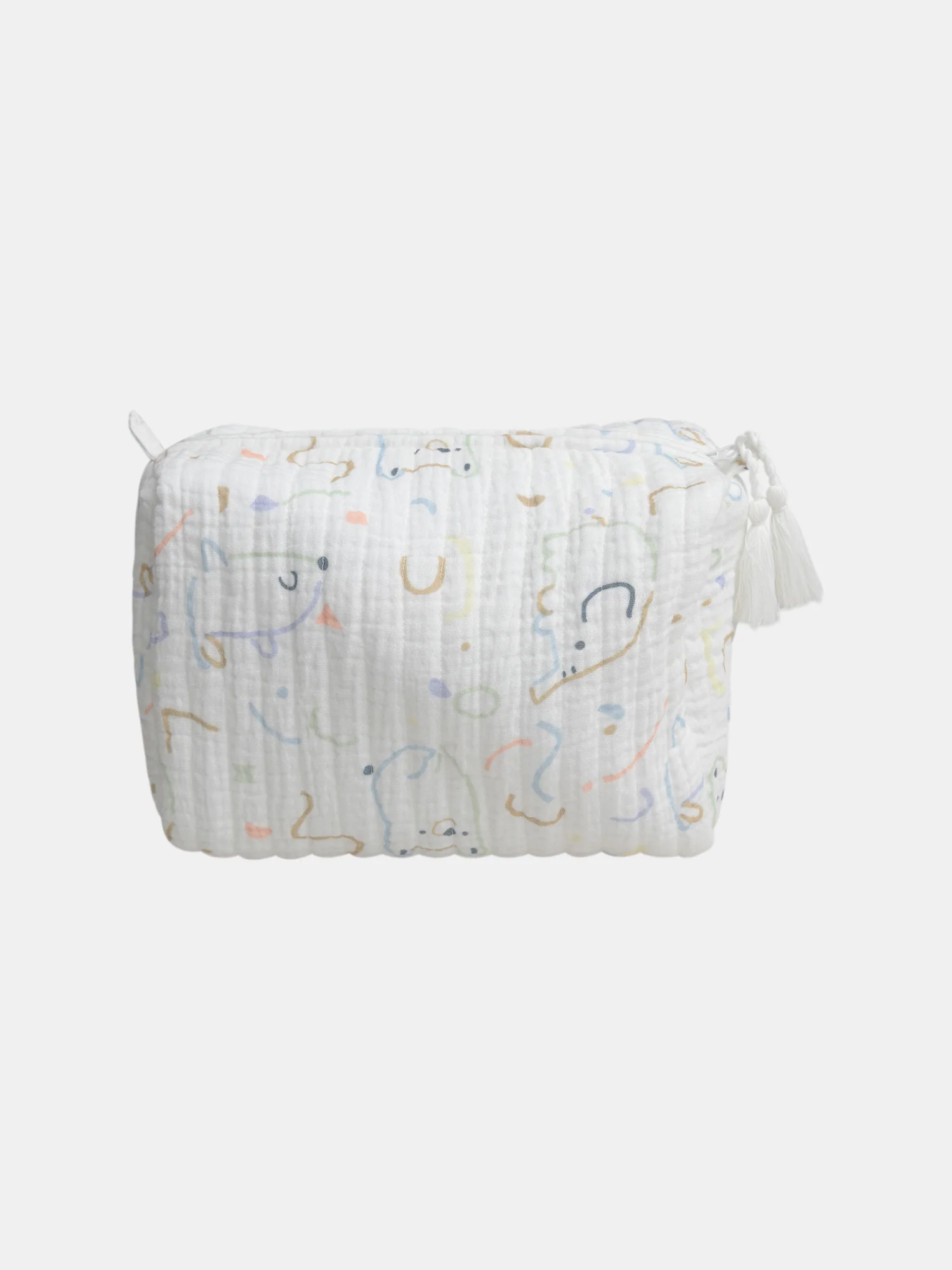Trousse à imprimé fantaisie et pompon