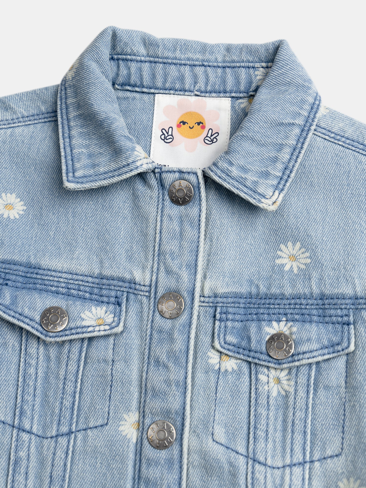 Veste en denim clair à broderies fleurs pour fille - Image 3