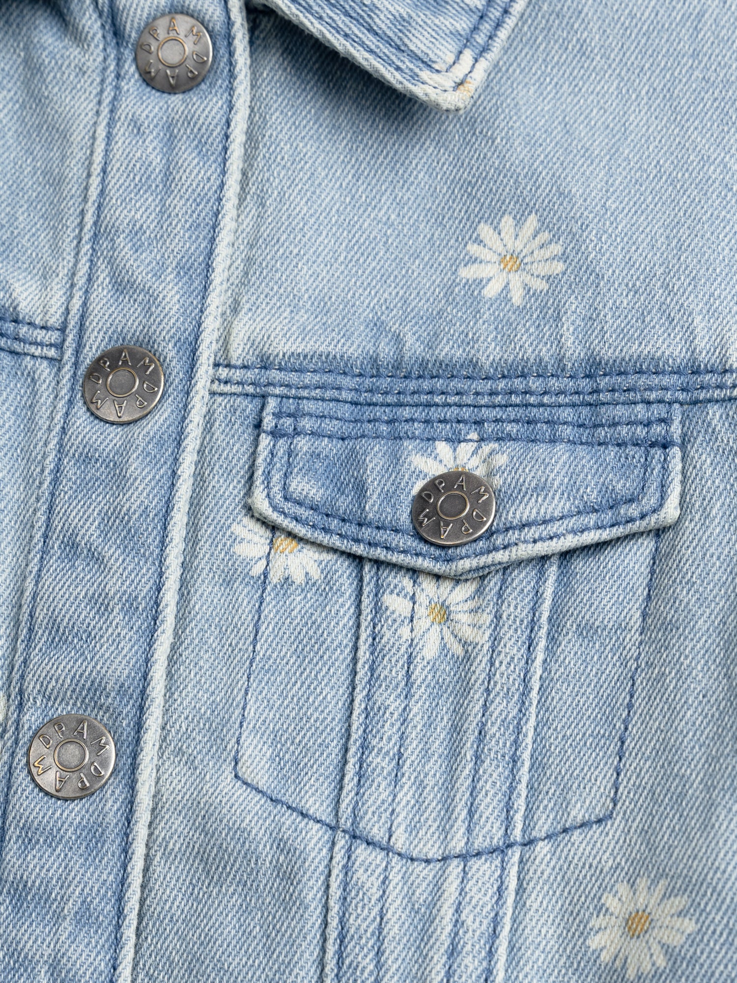 Veste en denim clair à broderies fleurs pour fille - Image 5
