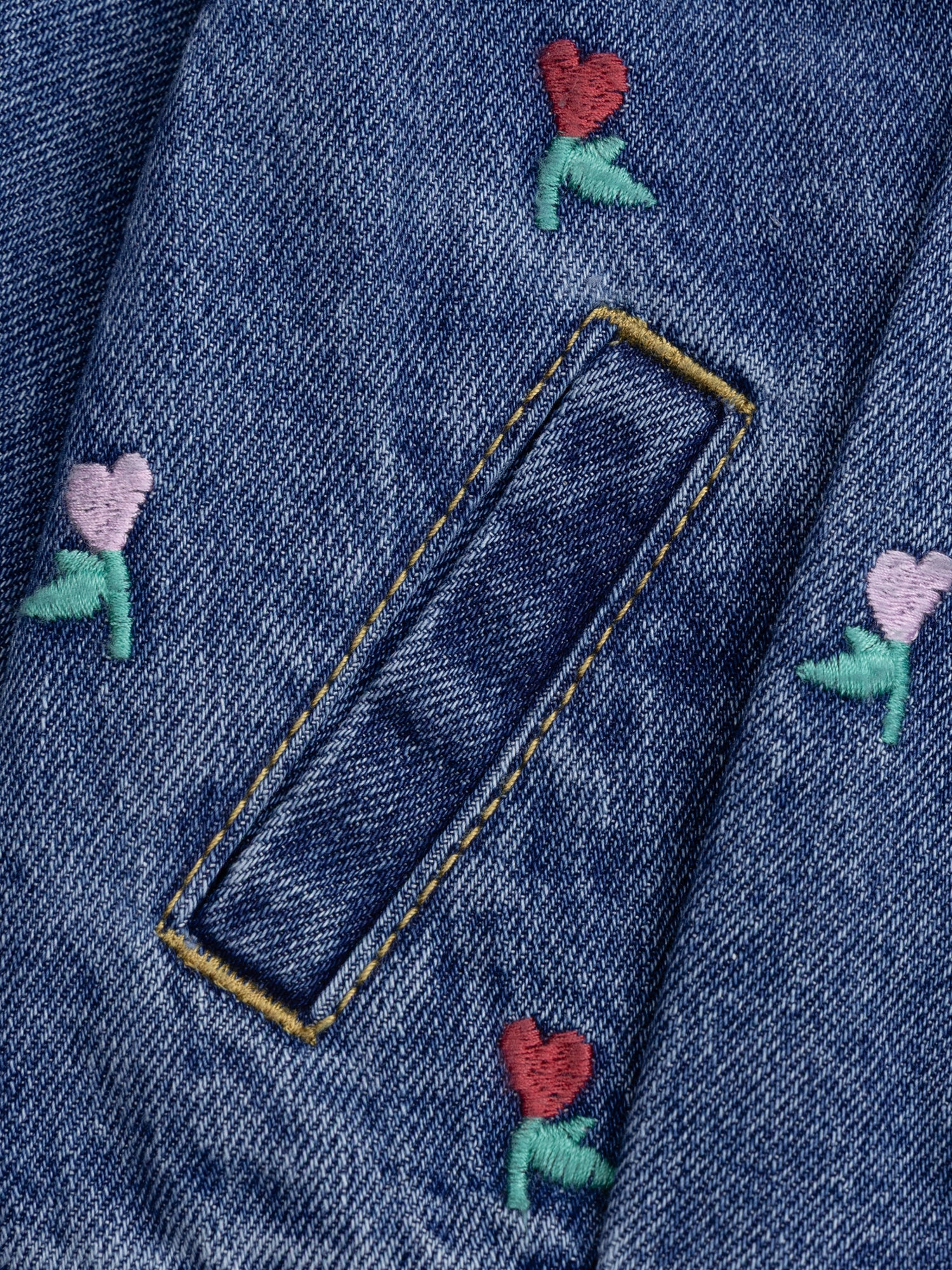 Veste en jean à volant avec broderies fleur-cœurs pour bébé fille - Image 4